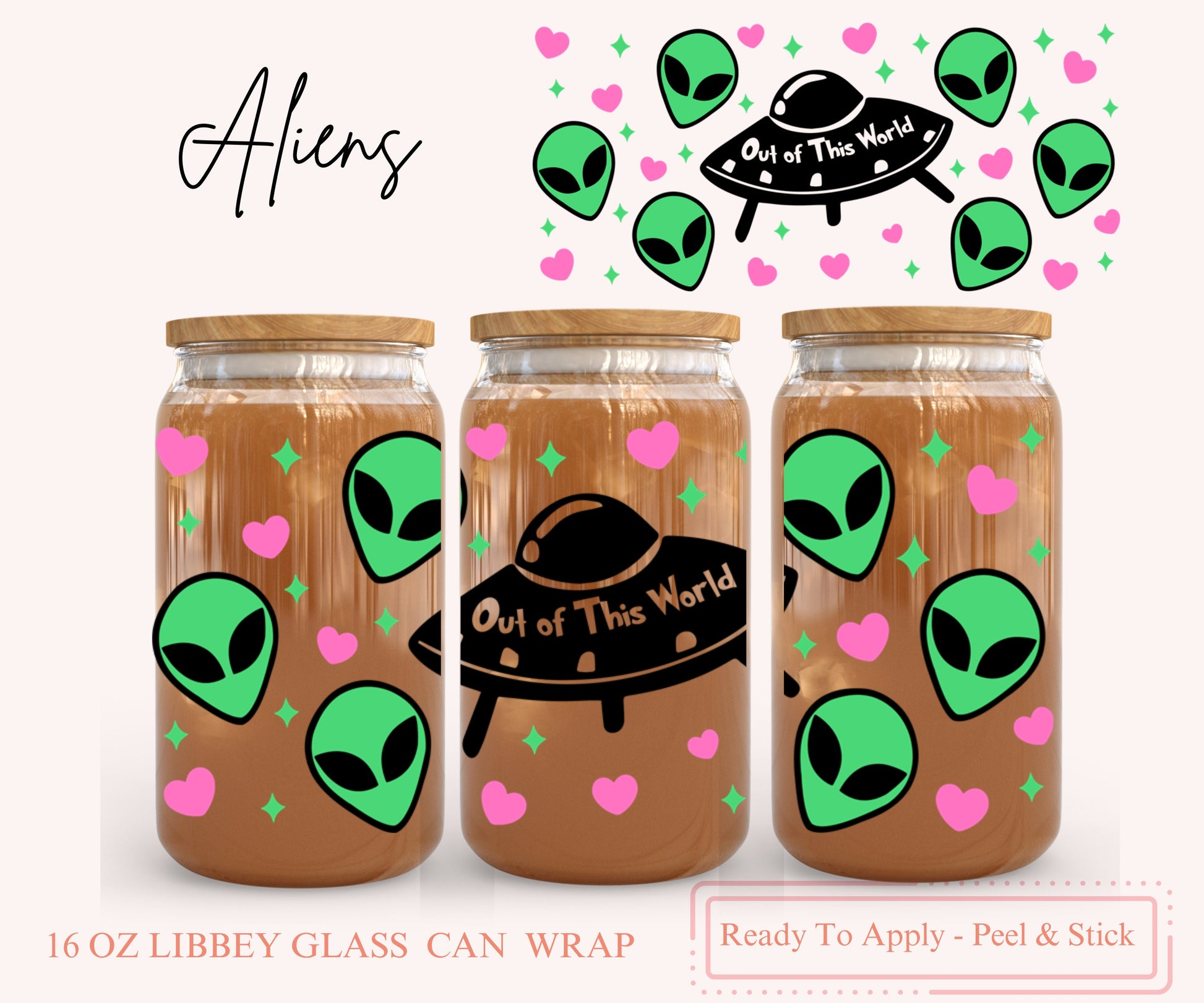UV DTF Libbey Glass Can Wrap - Ready To Apply - Peel & Stick