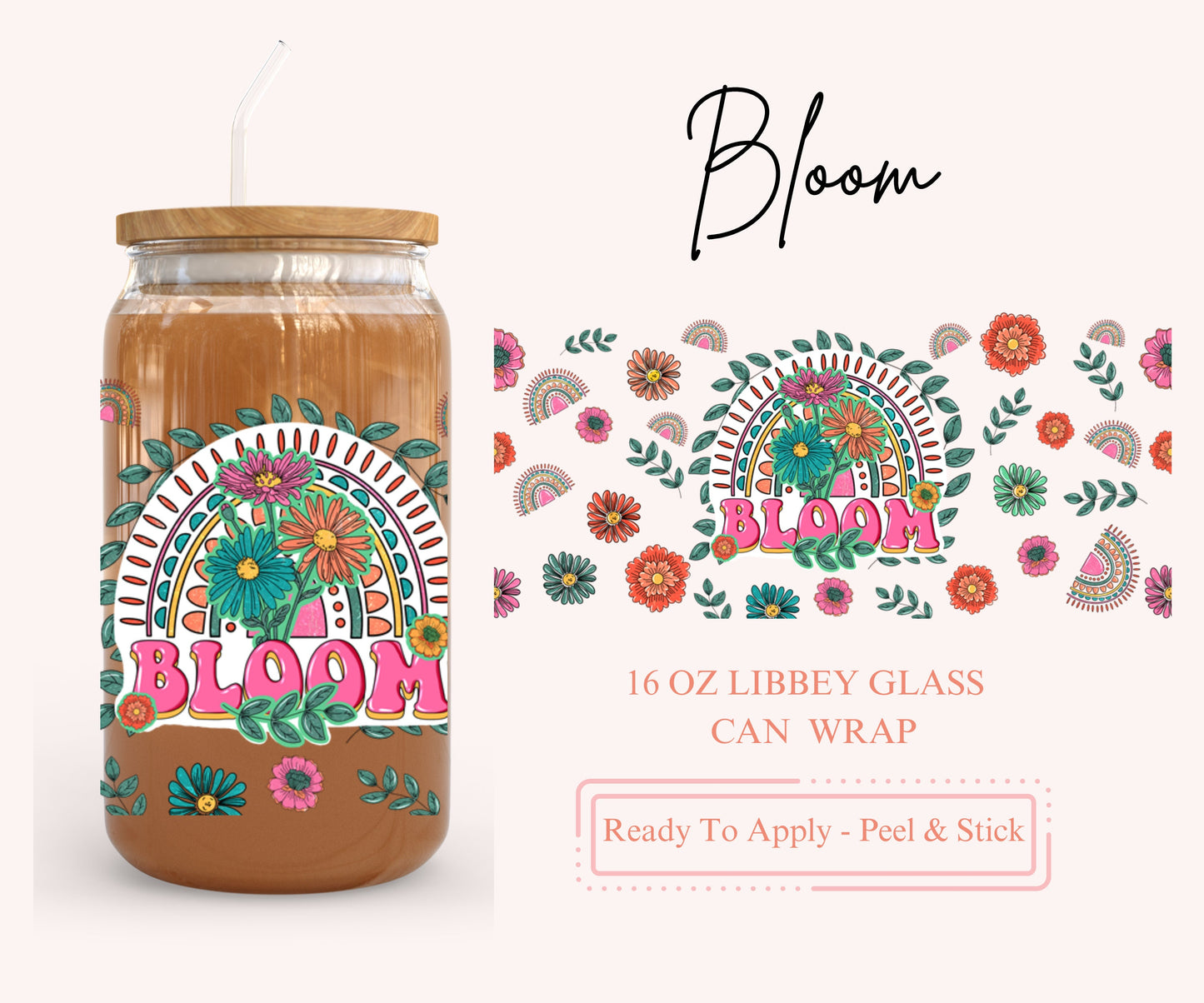 UV DTF Libbey Glass Can Wrap - Ready To Apply - Peel & Stick