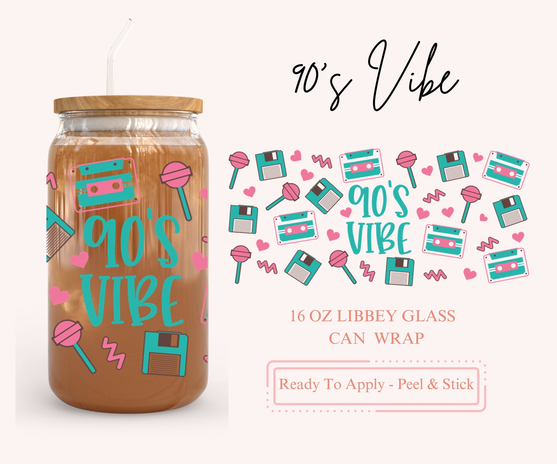 UV DTF Libbey Glass Can Wrap - Ready To Apply - Peel & Stick