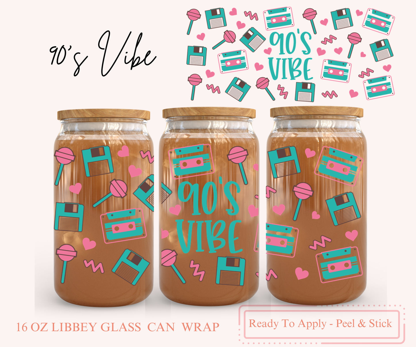 UV DTF Libbey Glass Can Wrap - Ready To Apply - Peel & Stick