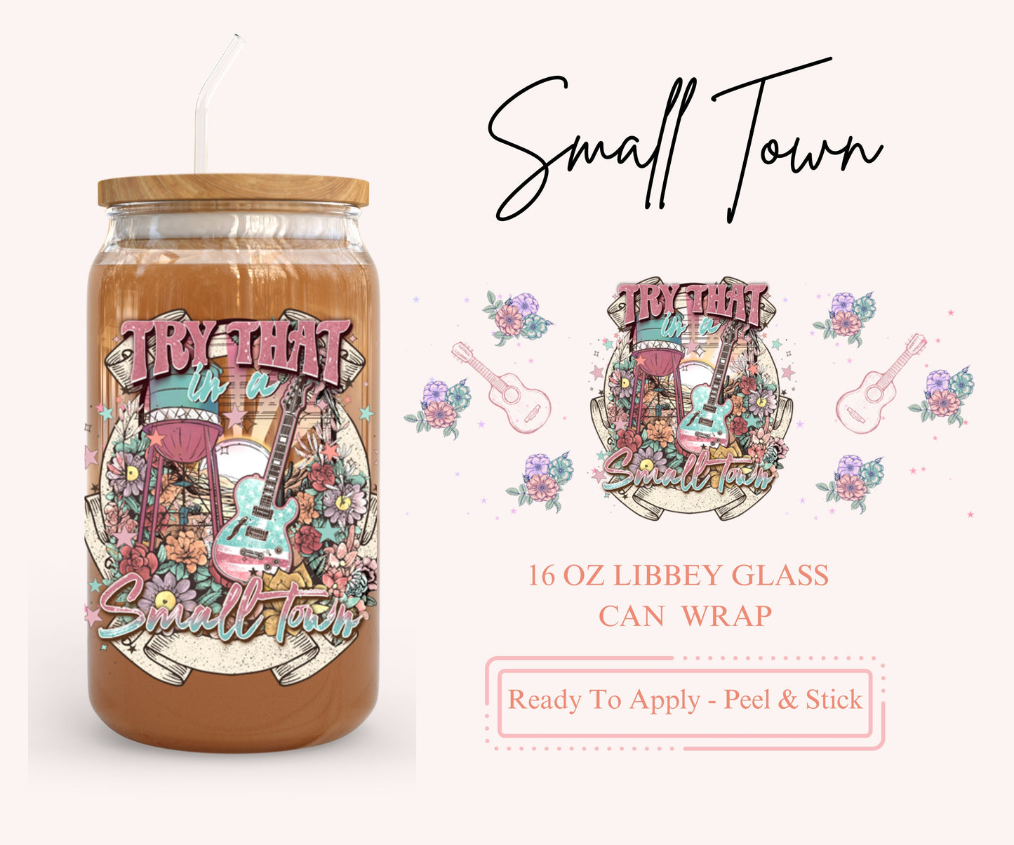 UV DTF Libbey Glass Can Wrap - Ready To Apply - Peel & Stick