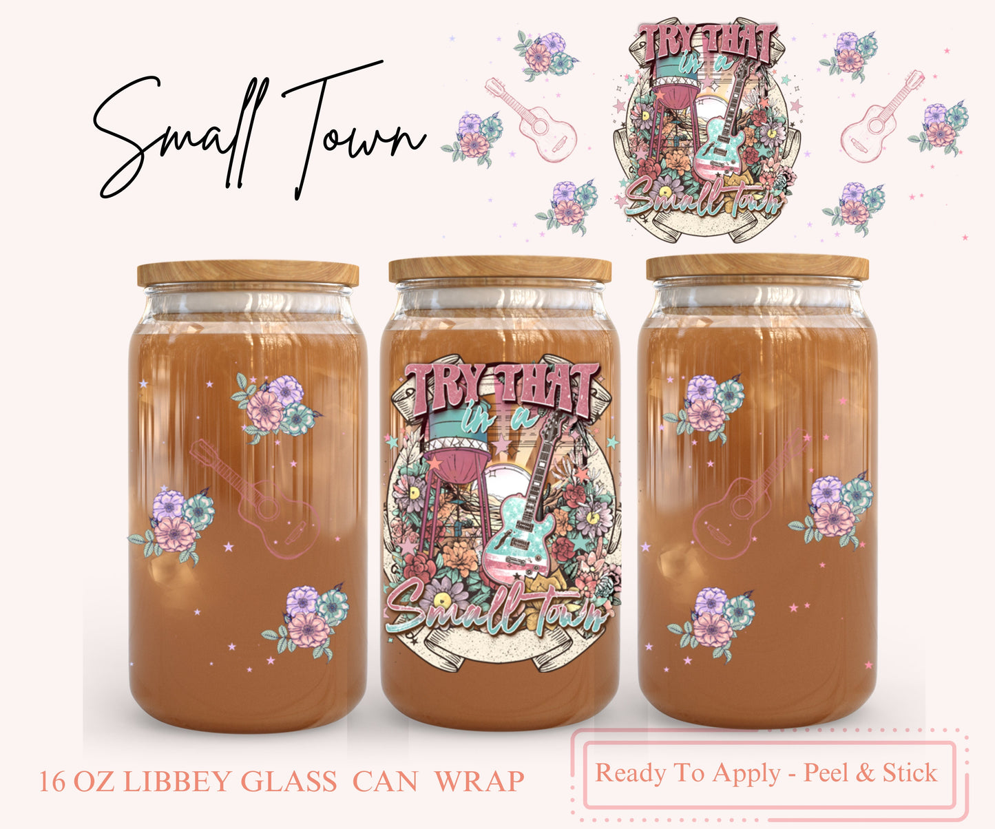 UV DTF Libbey Glass Can Wrap - Ready To Apply - Peel & Stick