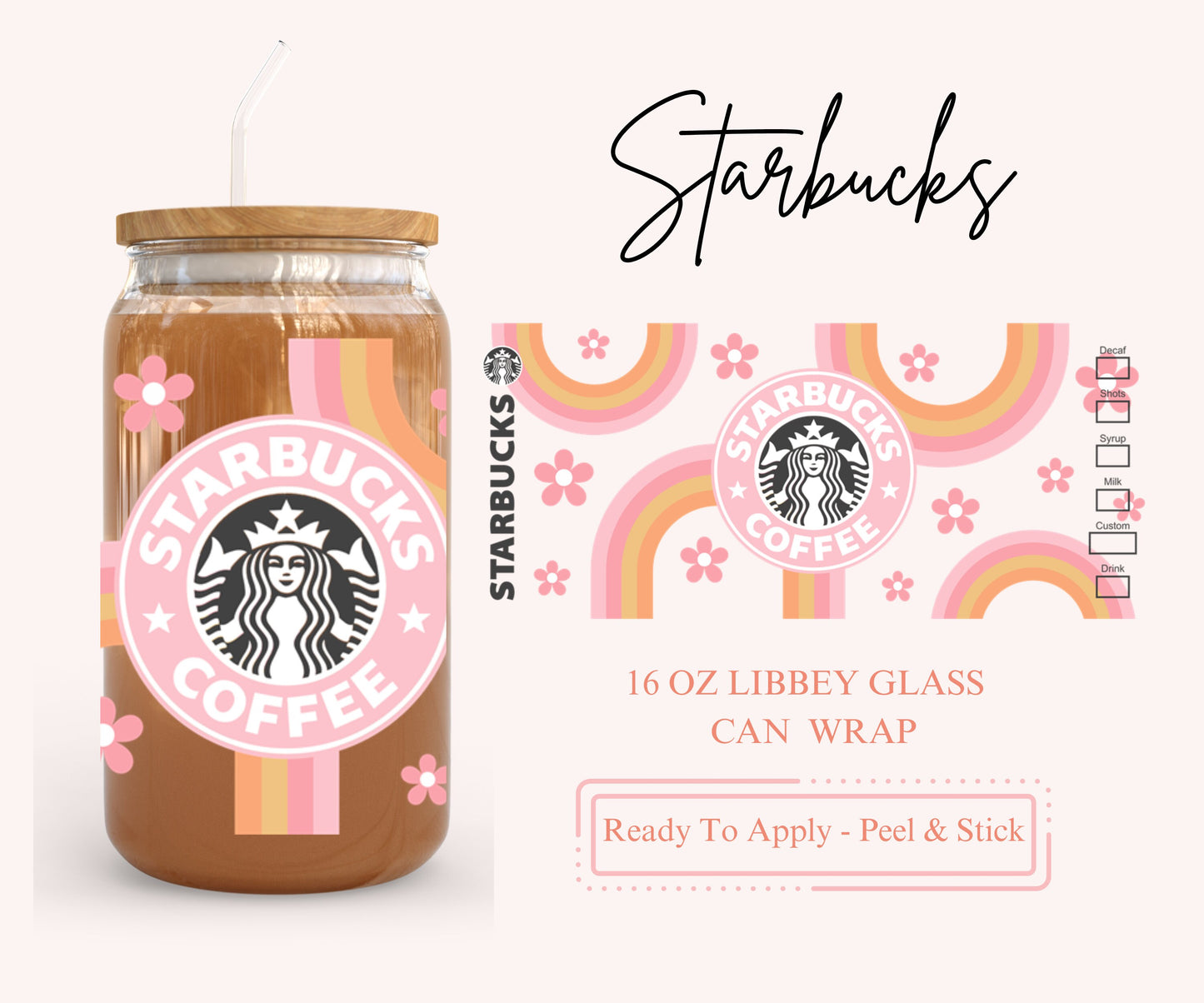 UV DTF Libbey Glass Can Wrap - Ready To Apply - Peel & Stick