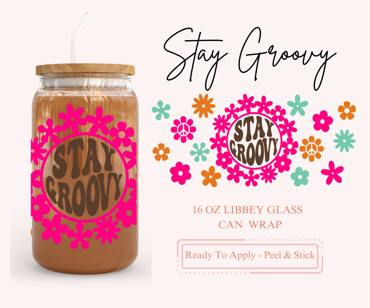 UV DTF Libbey Glass Can Wrap - Ready To Apply - Peel & Stick