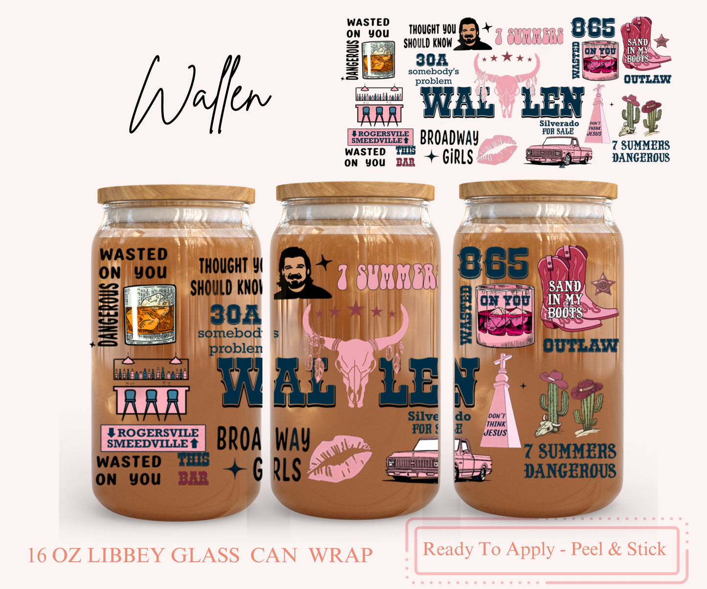 UV DTF Libbey Glass Can Wrap - Ready To Apply - Peel & Stick