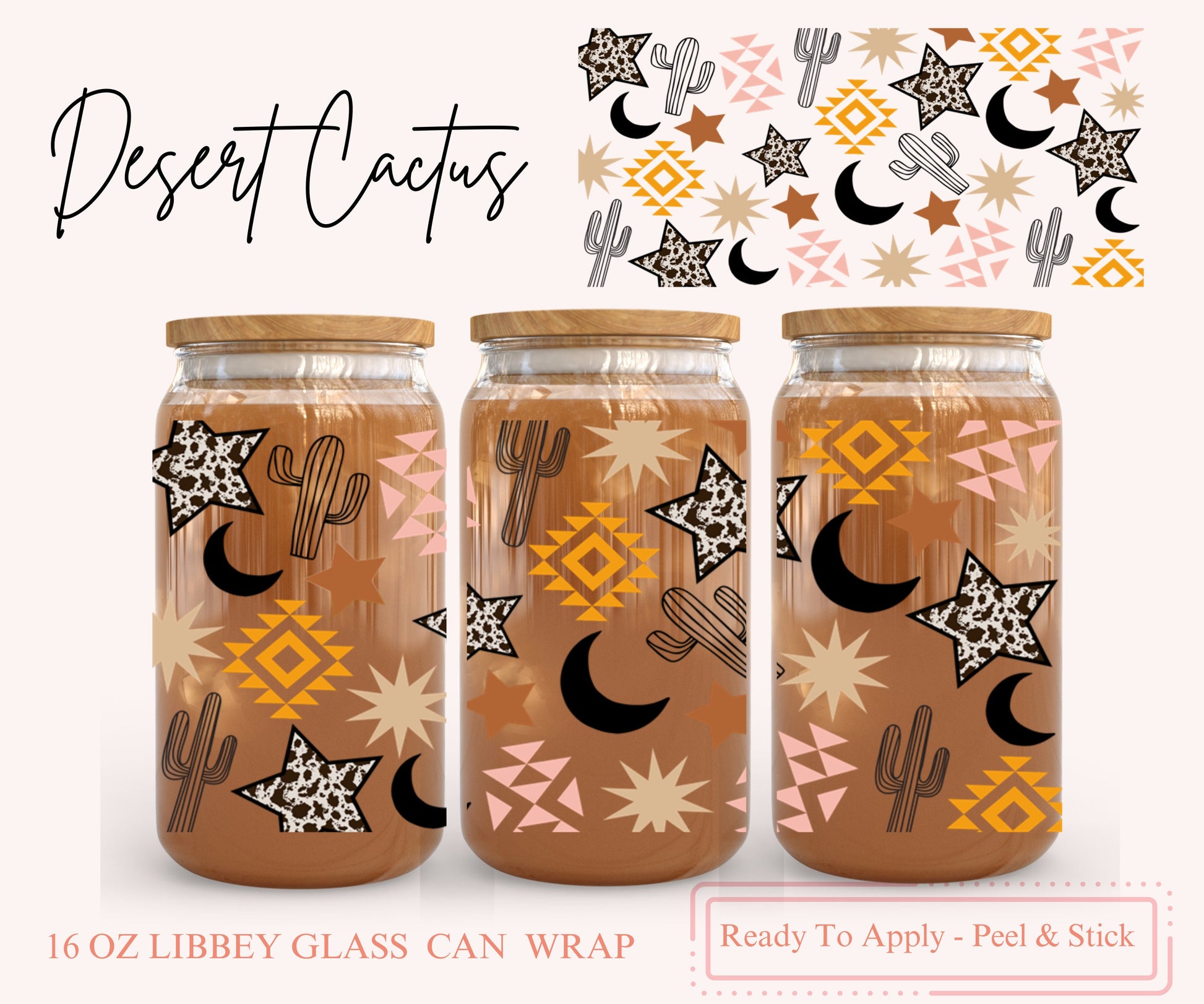 UV DTF Libbey Glass Can Wrap - Ready To Apply - Peel & Stick