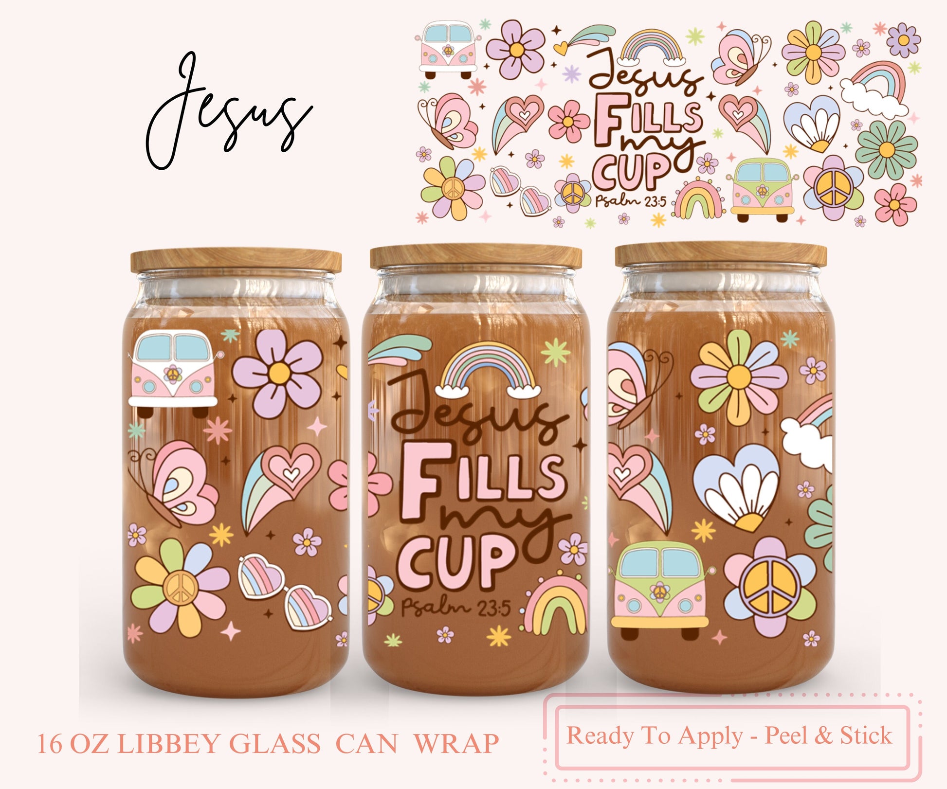 UV DTF Libbey Glass Can Wrap - Ready To Apply - Peel & Stick