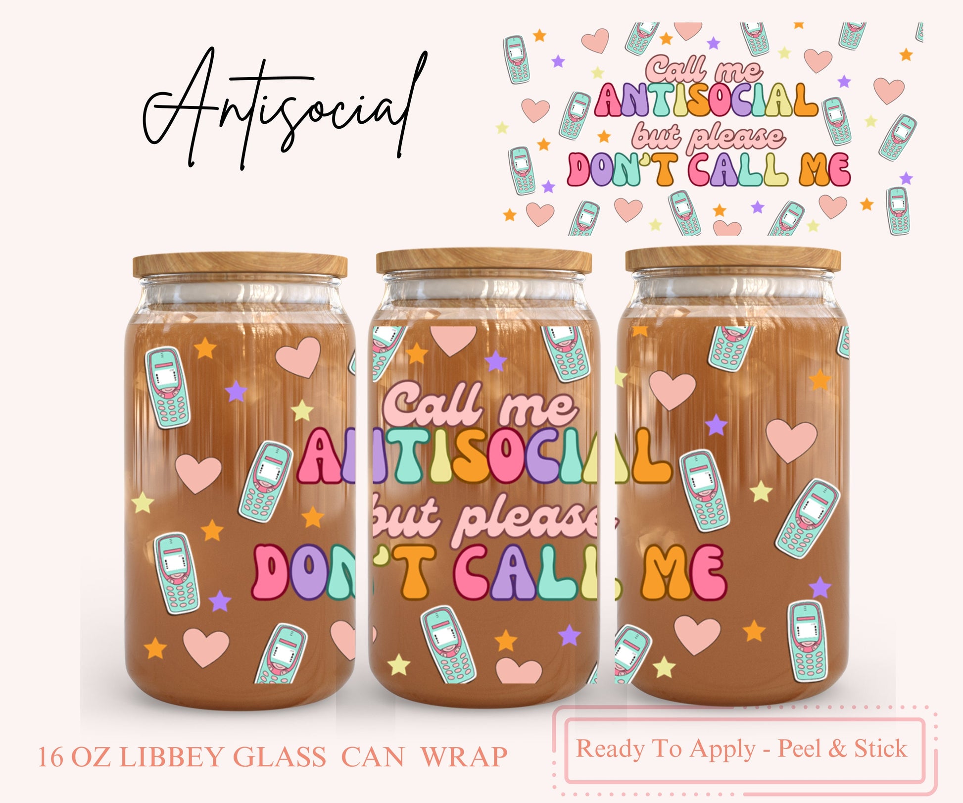 UV DTF Libbey Glass Can Wrap - Ready To Apply - Peel & Stick