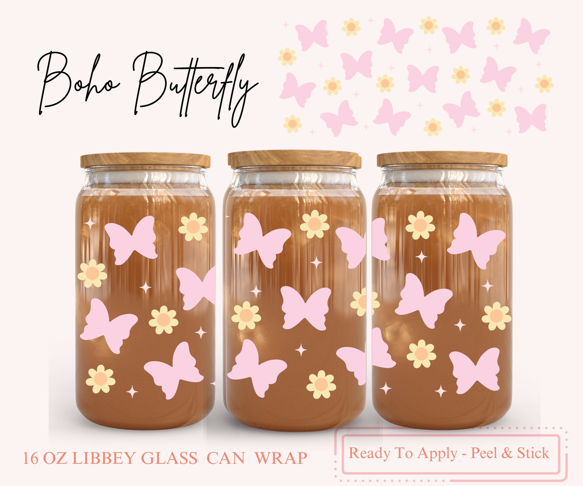 UV DTF Libbey Glass Can Wrap - Ready To Apply - Peel & Stick