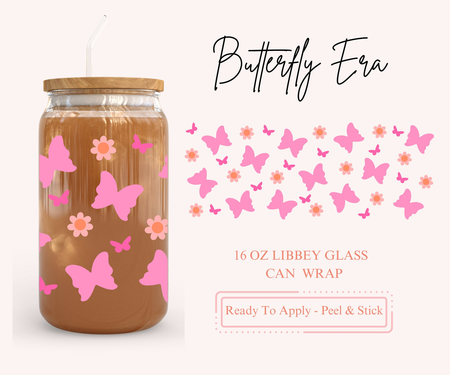 UV DTF Libbey Glass Can Wrap - Ready To Apply - Peel & Stick