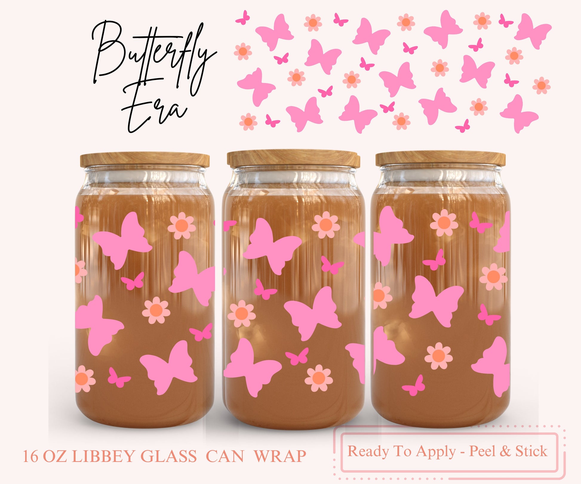 UV DTF Libbey Glass Can Wrap - Ready To Apply - Peel & Stick