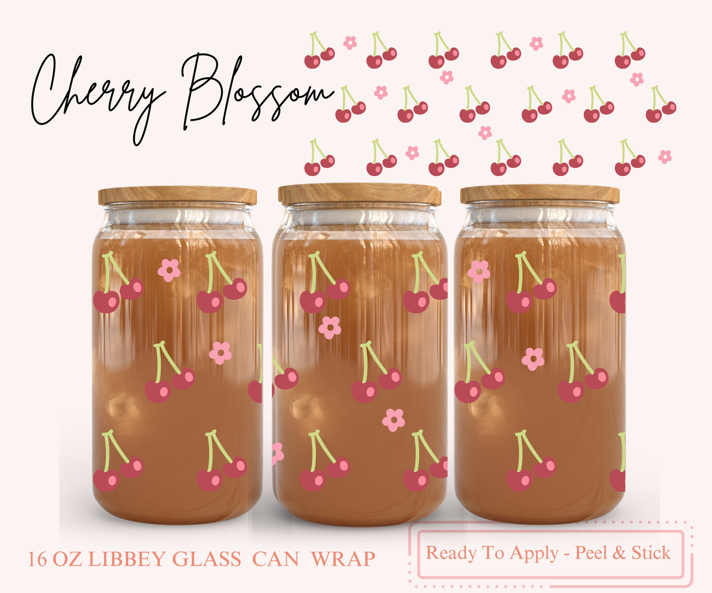 UV DTF Libbey Glass Can Wrap - Ready To Apply - Peel & Stick