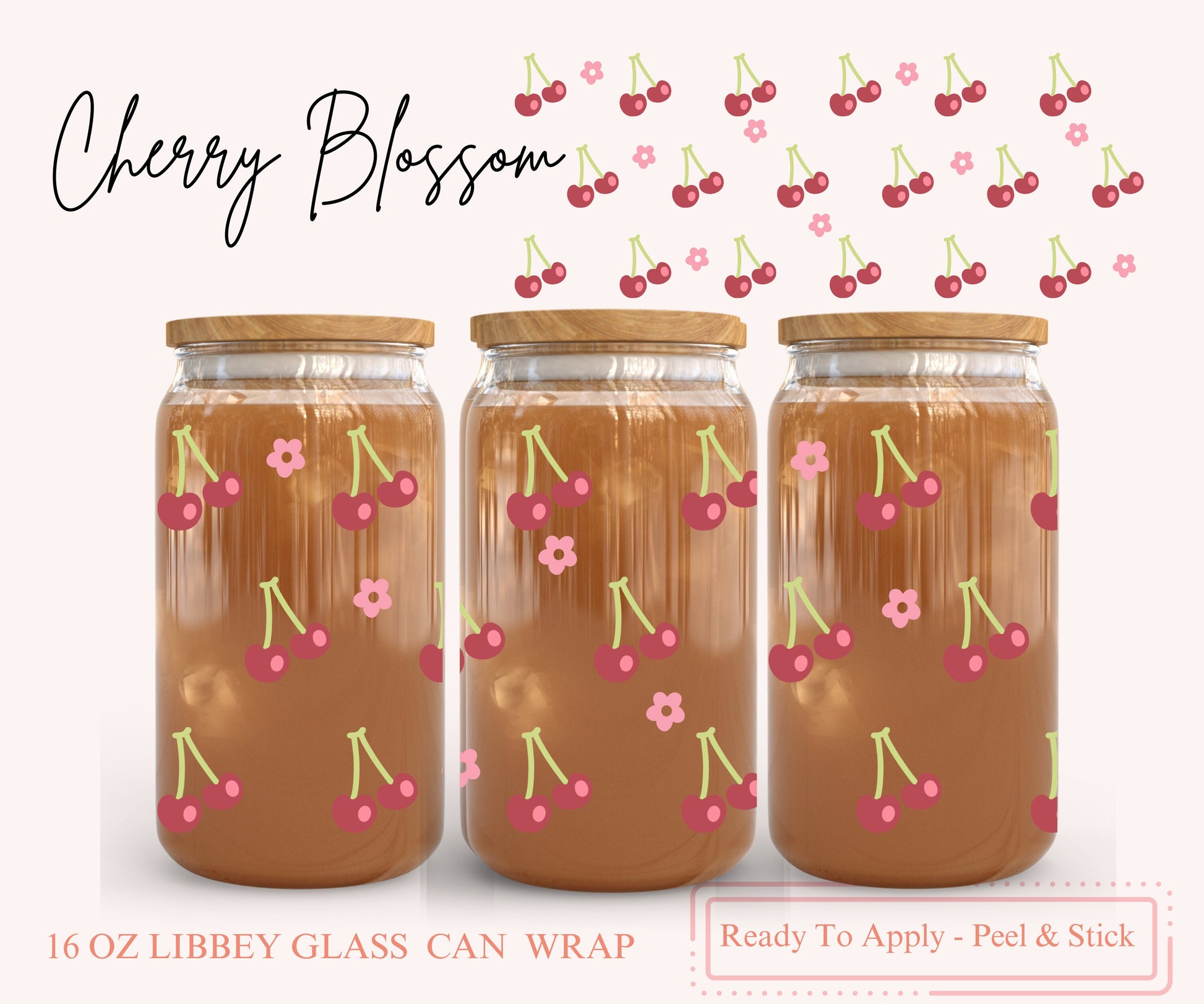 UV DTF Libbey Glass Can Wrap - Ready To Apply - Peel & Stick