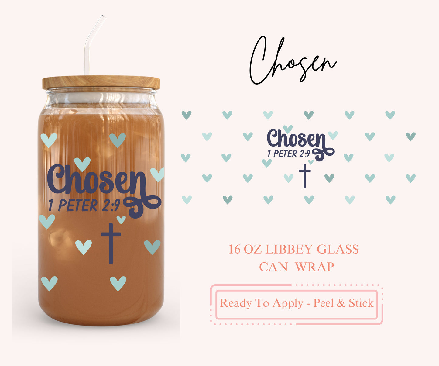 UV DTF Libbey Glass Can Wrap - Ready To Apply - Peel & Stick