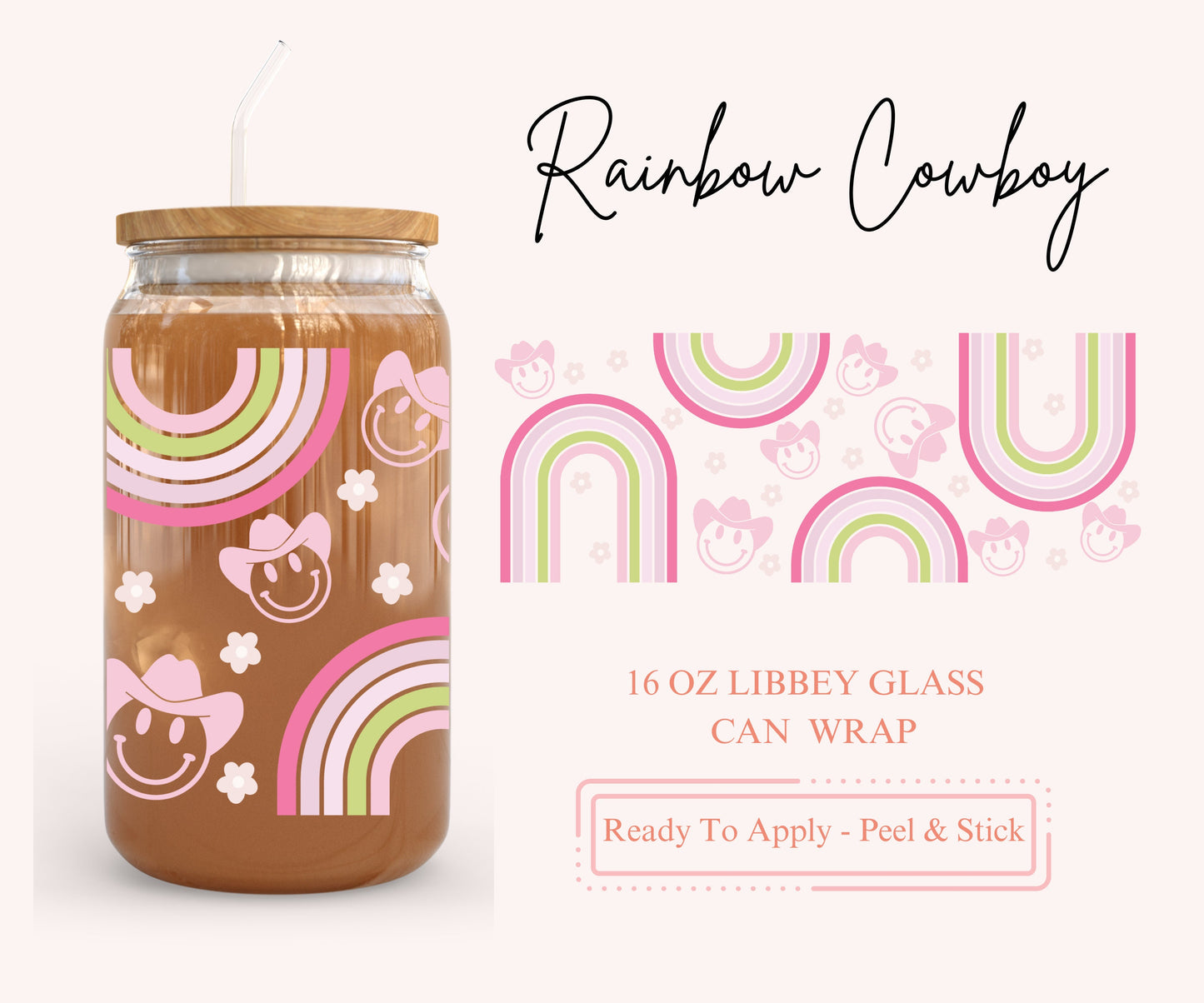 UV DTF Libbey Glass Can Wrap - Ready To Apply - Peel & Stick