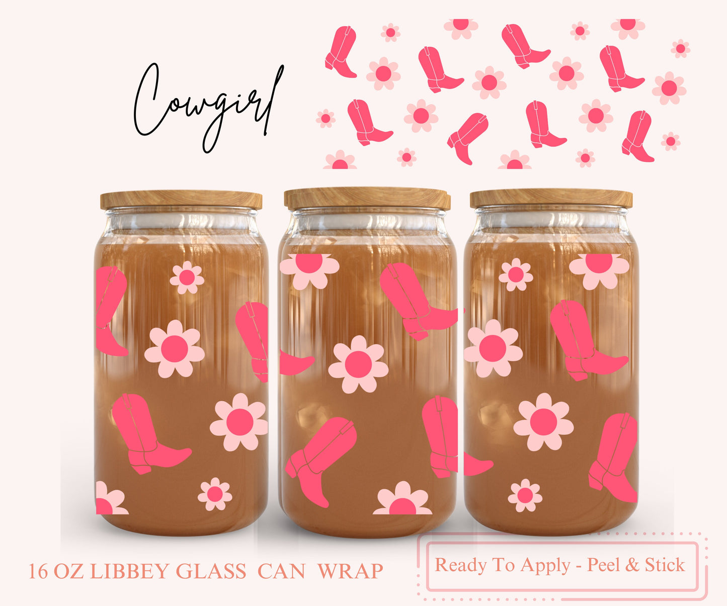 UV DTF Libbey Glass Can Wrap - Ready To Apply - Peel & Stick