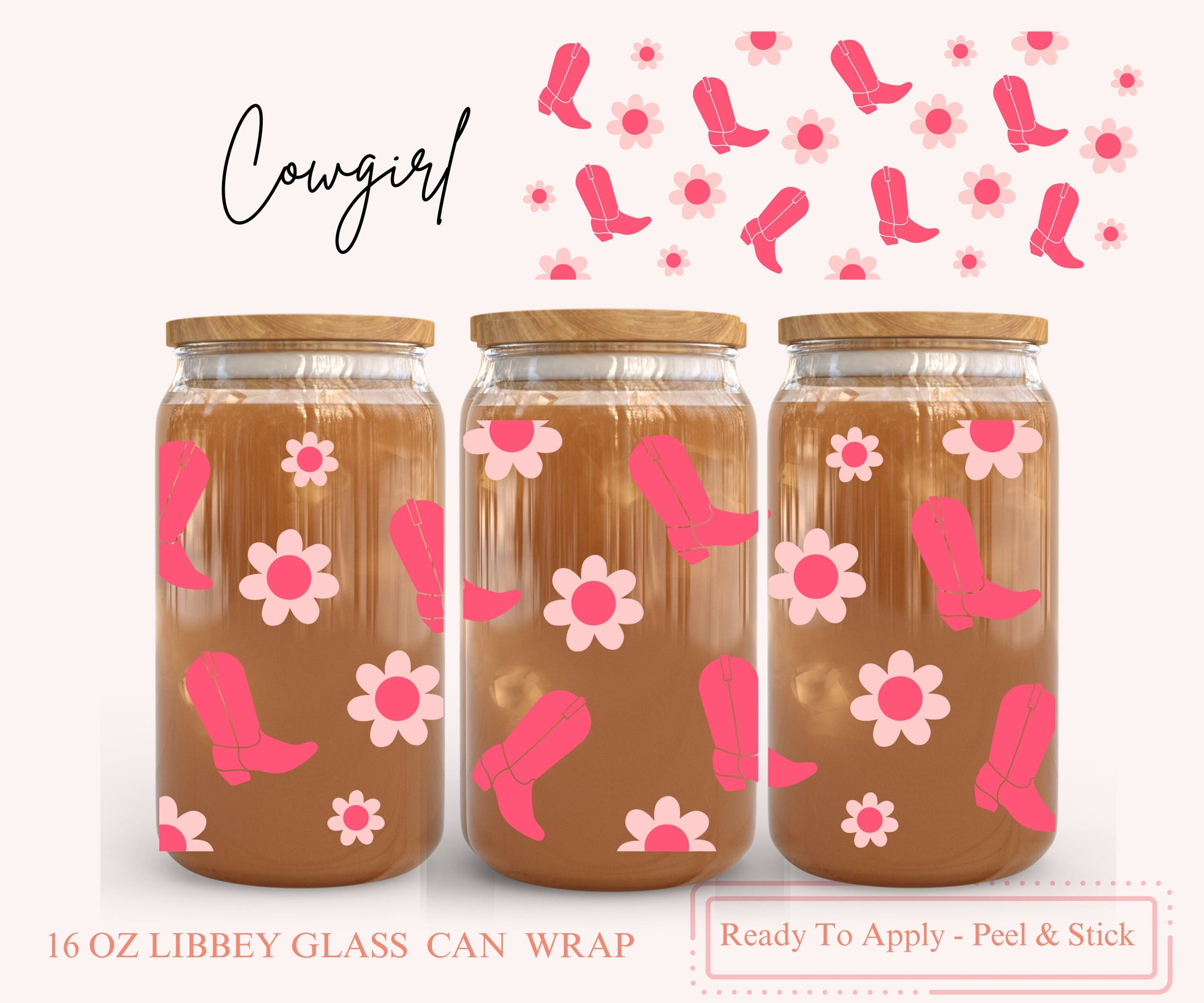 UV DTF Libbey Glass Can Wrap - Ready To Apply - Peel & Stick