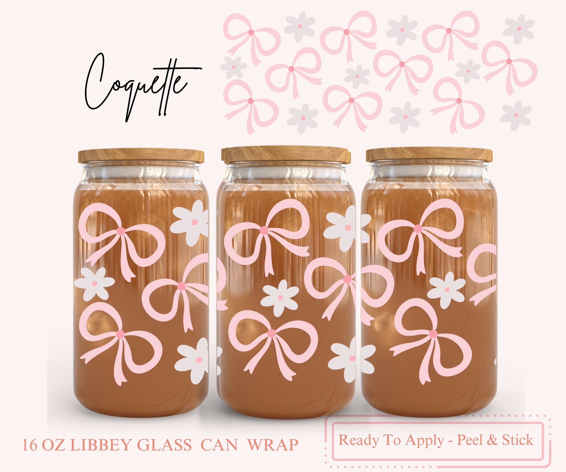 UV DTF Libbey Glass Can Wrap - Ready To Apply - Peel & Stick