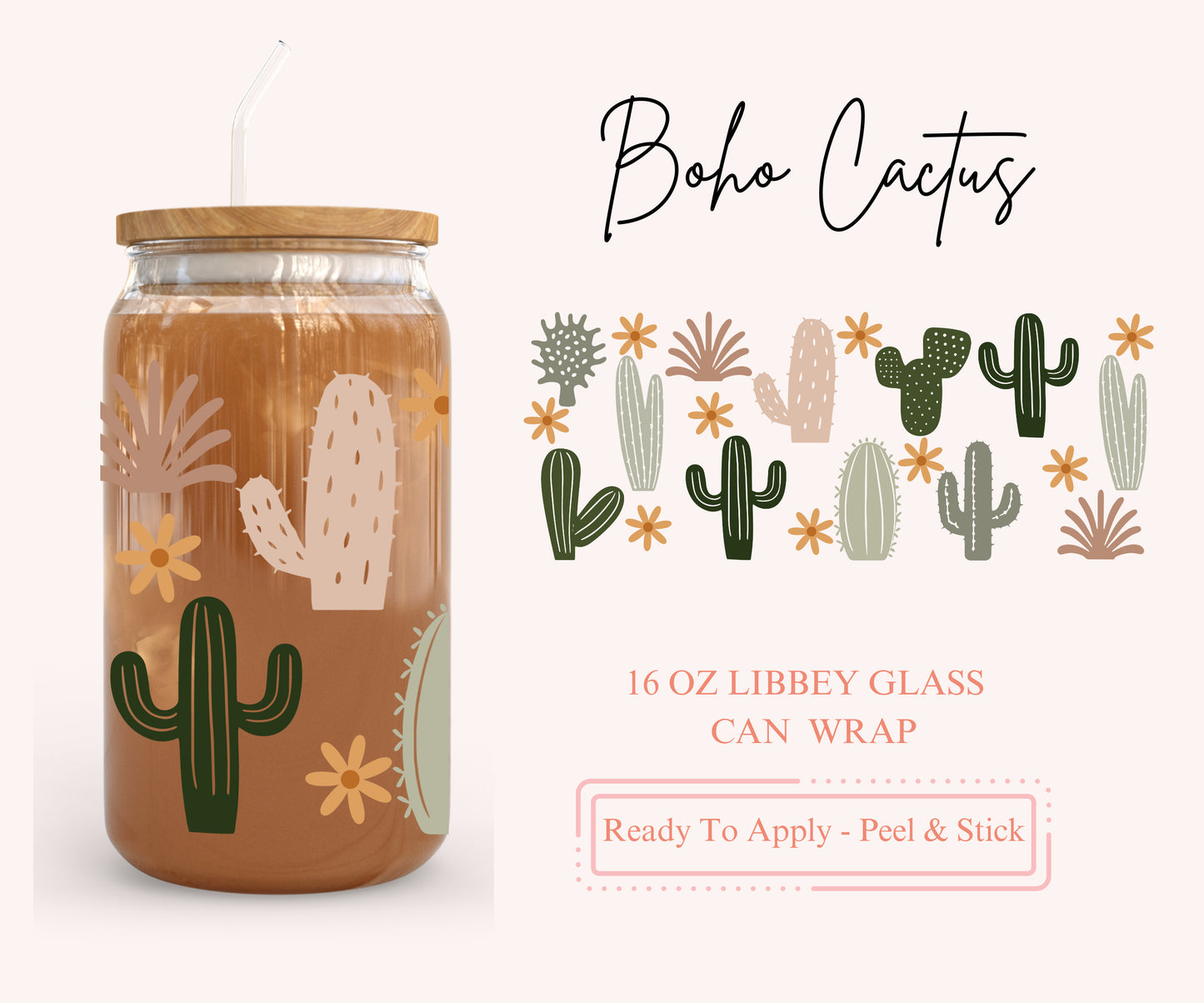 UV DTF Libbey Glass Can Wrap - Ready To Apply - Peel & Stick