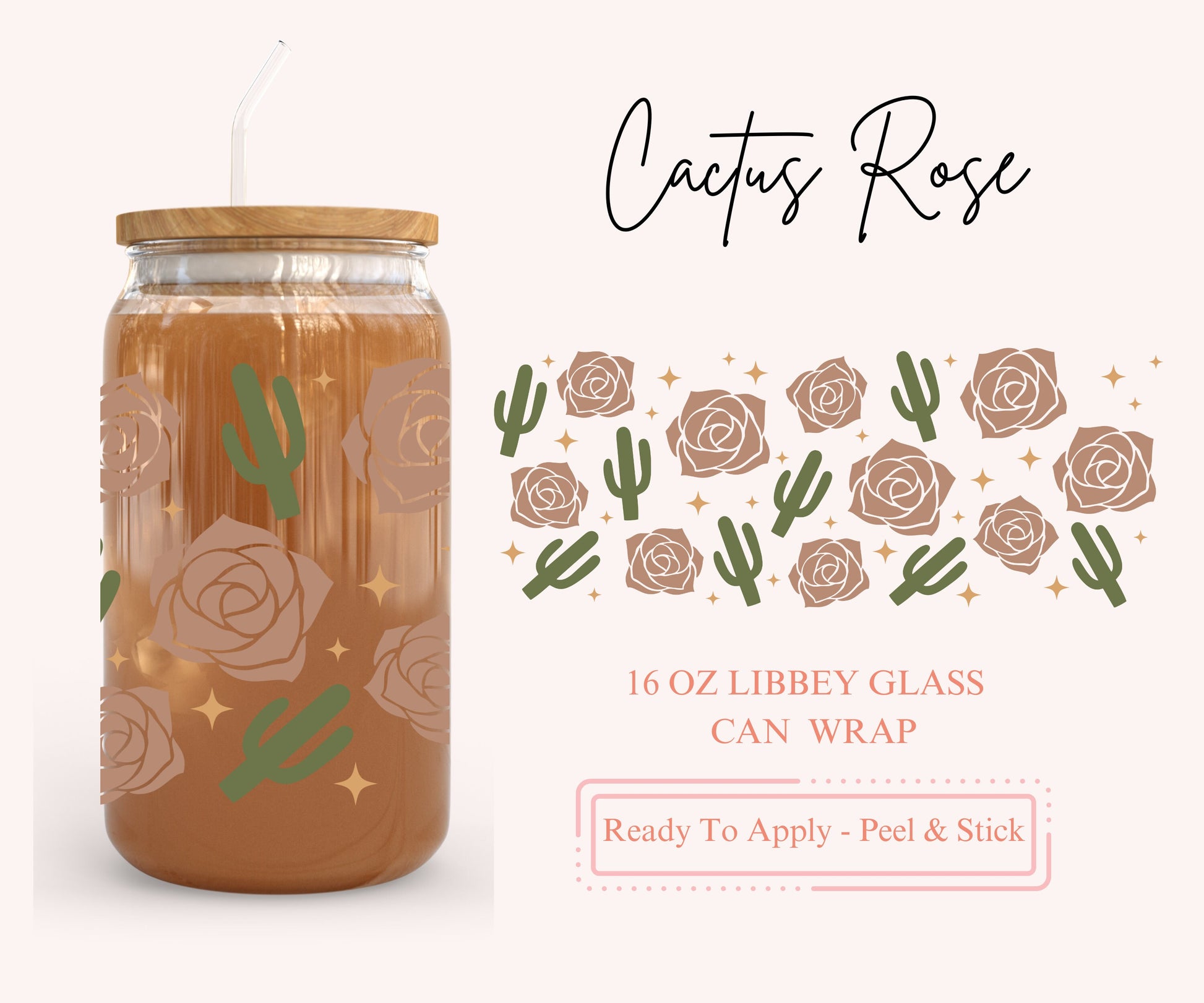 UV DTF Libbey Glass Can Wrap - Ready To Apply - Peel & Stick