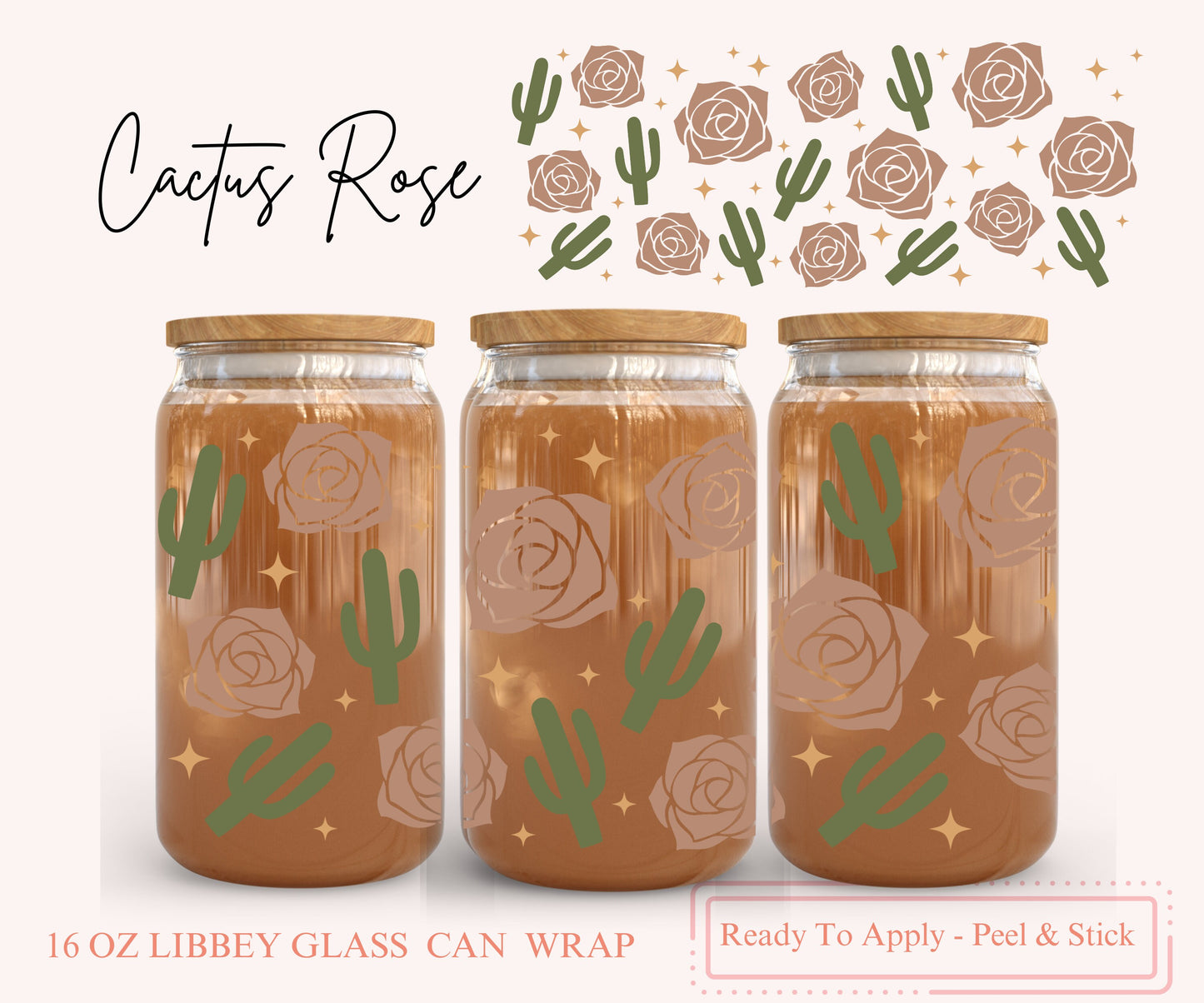 UV DTF Libbey Glass Can Wrap - Ready To Apply - Peel & Stick