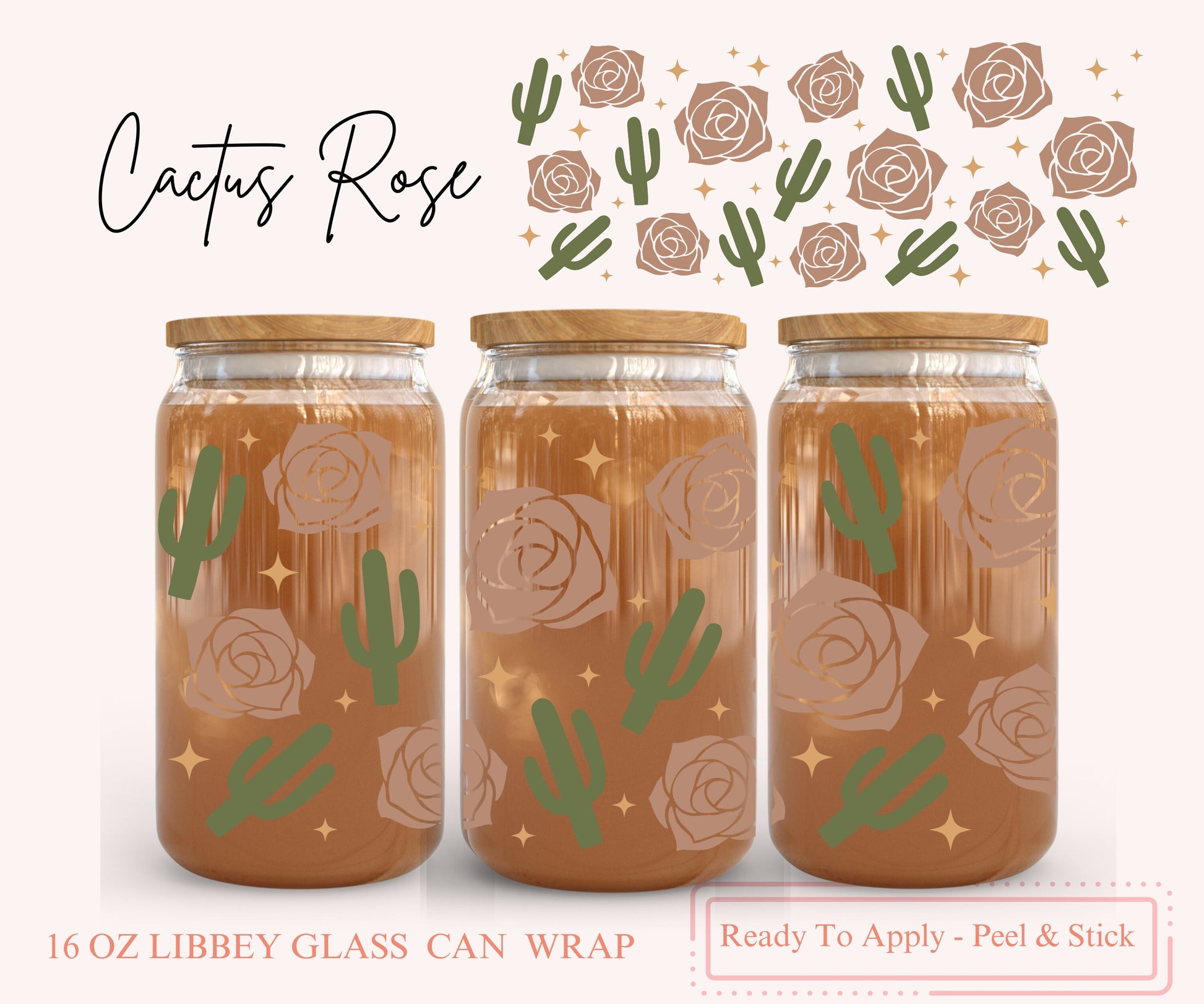 UV DTF Libbey Glass Can Wrap - Ready To Apply - Peel & Stick