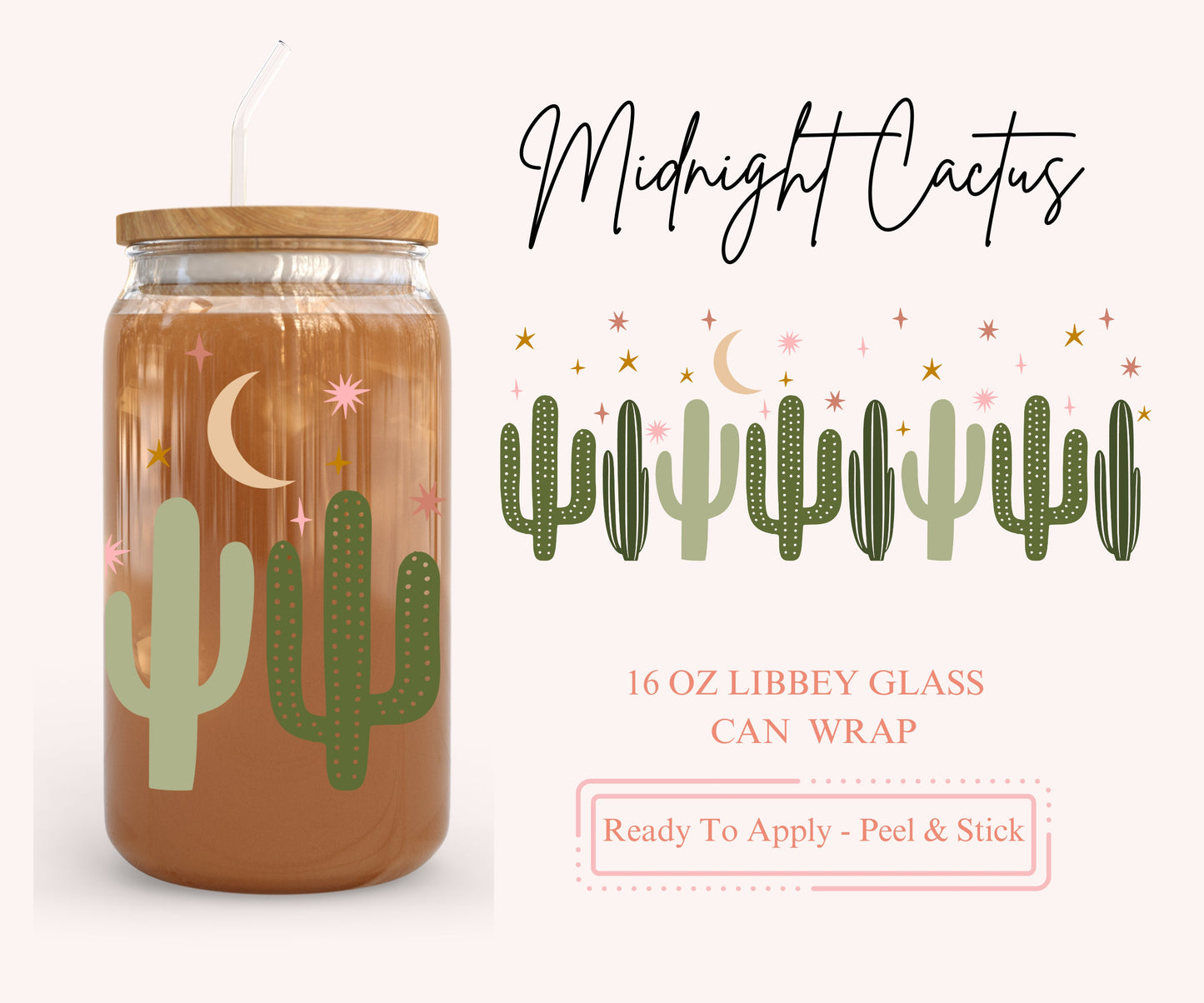 UV DTF Libbey Glass Can Wrap - Ready To Apply - Peel & Stick
