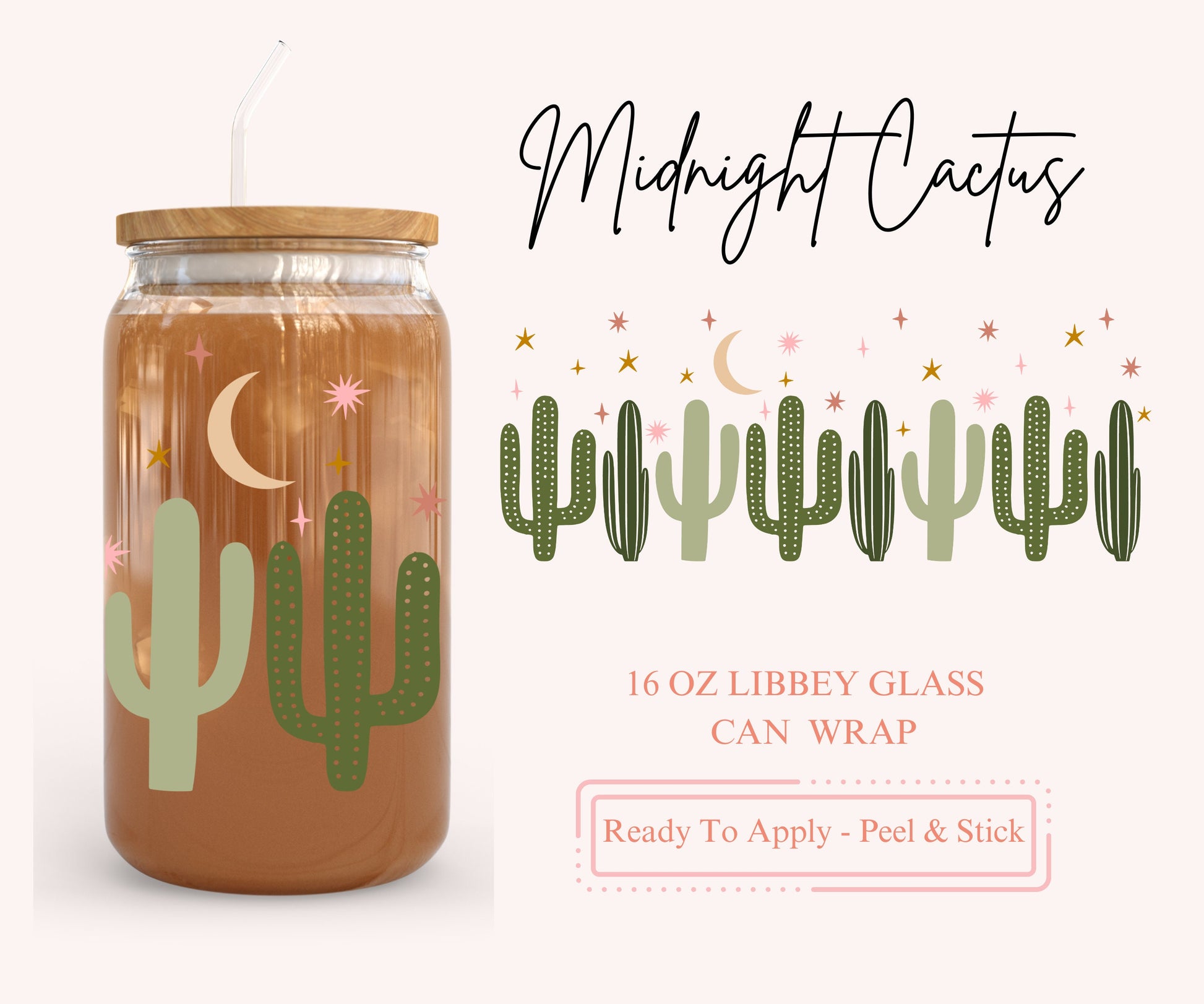 UV DTF Libbey Glass Can Wrap - Ready To Apply - Peel & Stick