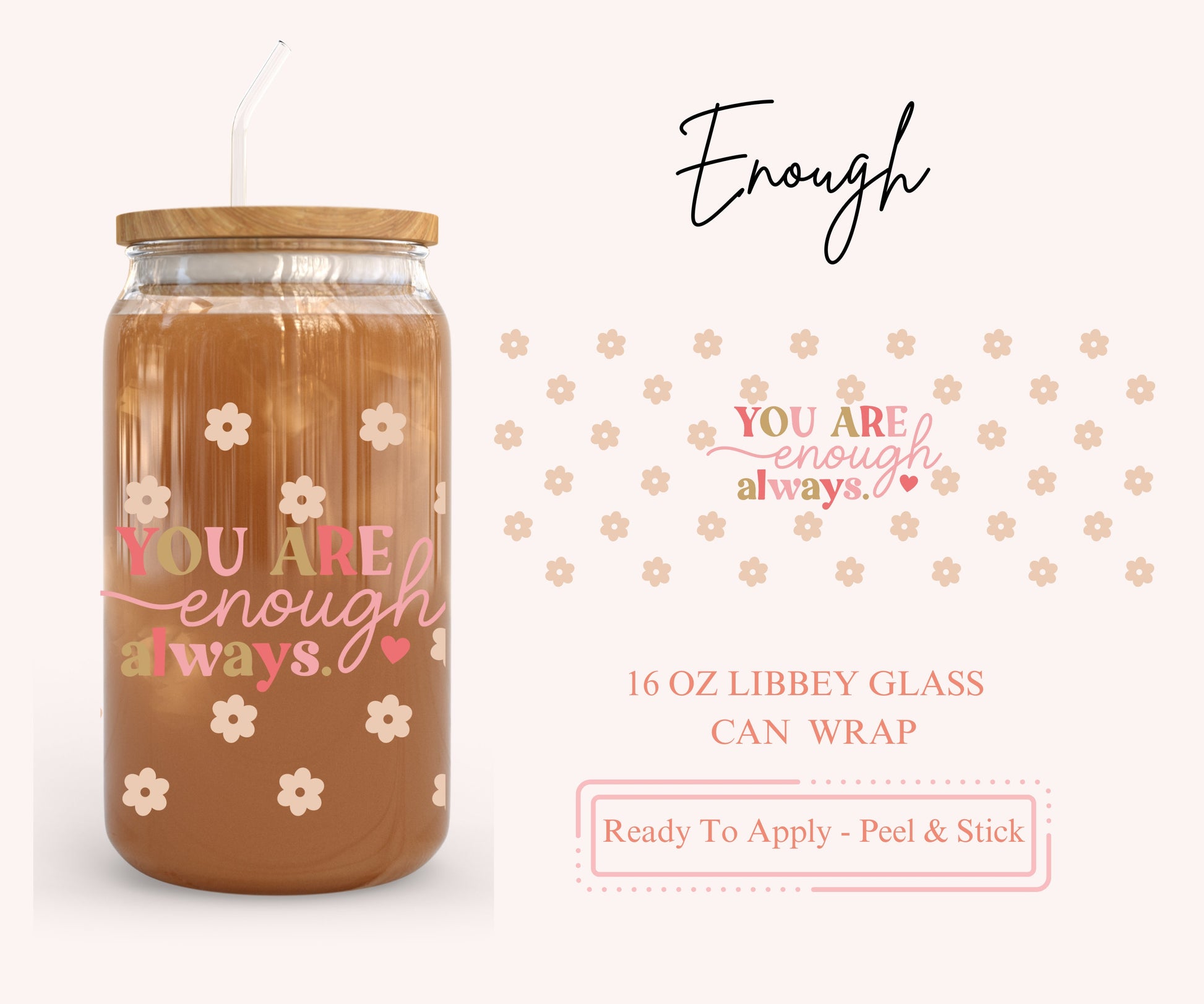 UV DTF Libbey Glass Can Wrap - Ready To Apply - Peel & Stick