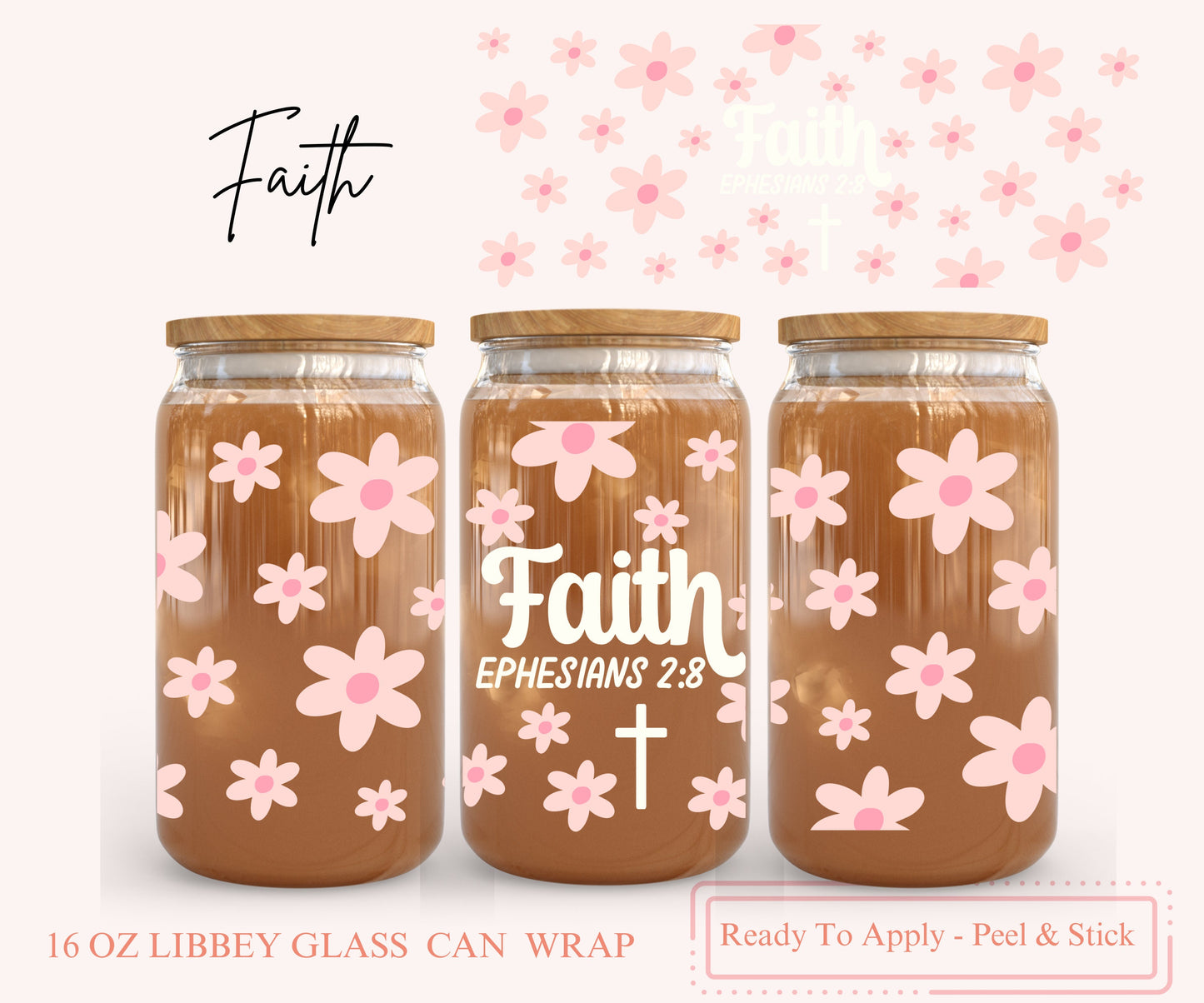 UV DTF Libbey Glass Can Wrap - Ready To Apply - Peel & Stick