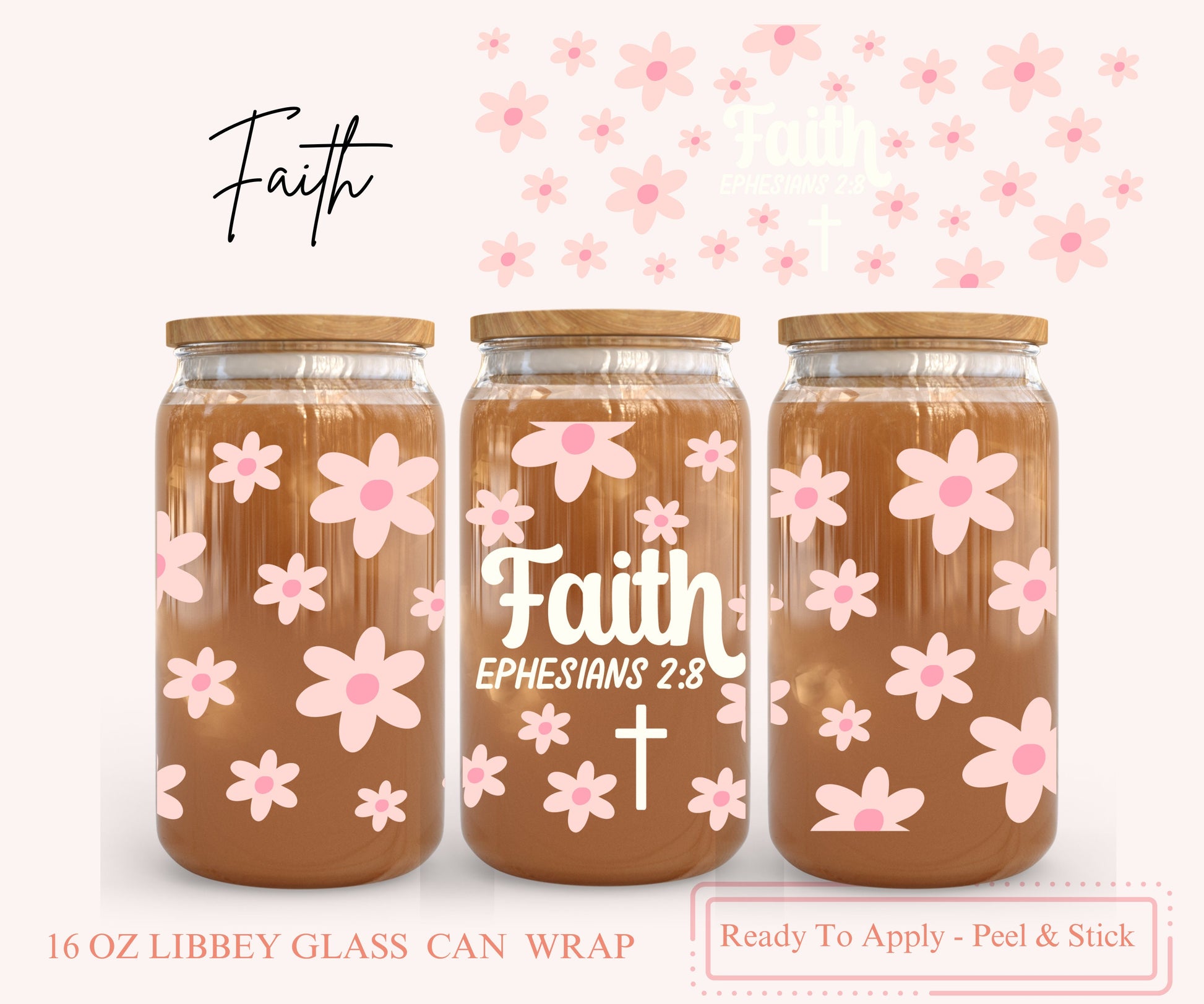 UV DTF Libbey Glass Can Wrap - Ready To Apply - Peel & Stick