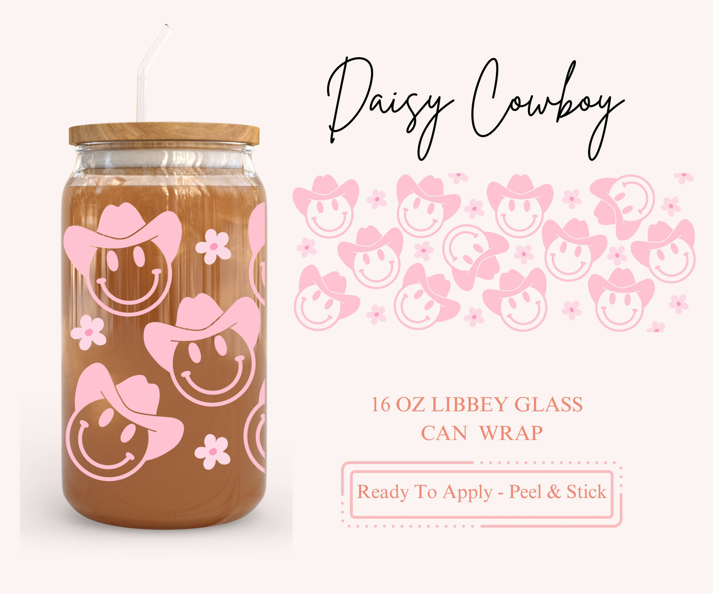 UV DTF Libbey Glass Can Wrap - Ready To Apply - Peel & Stick