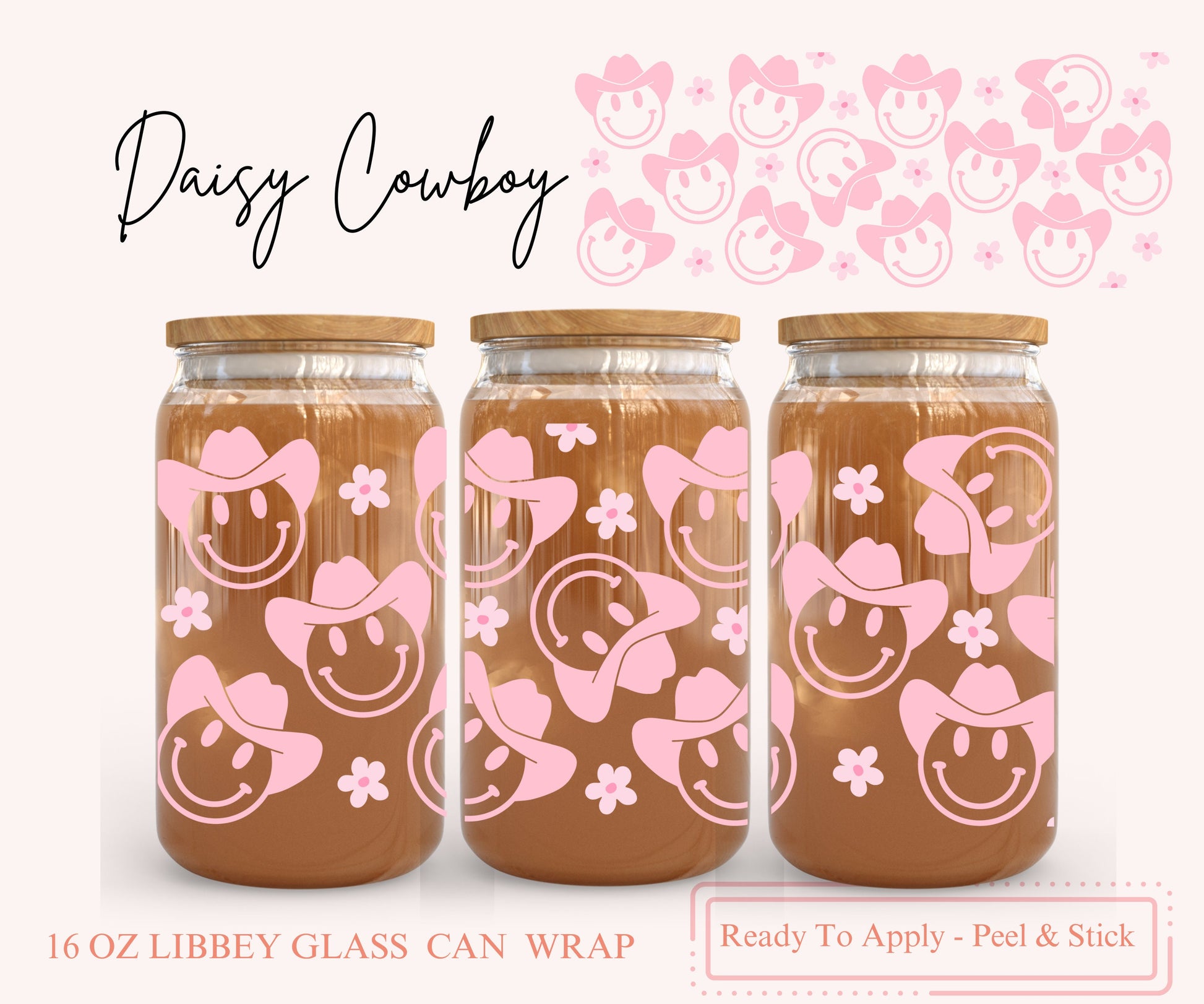 UV DTF Libbey Glass Can Wrap - Ready To Apply - Peel & Stick