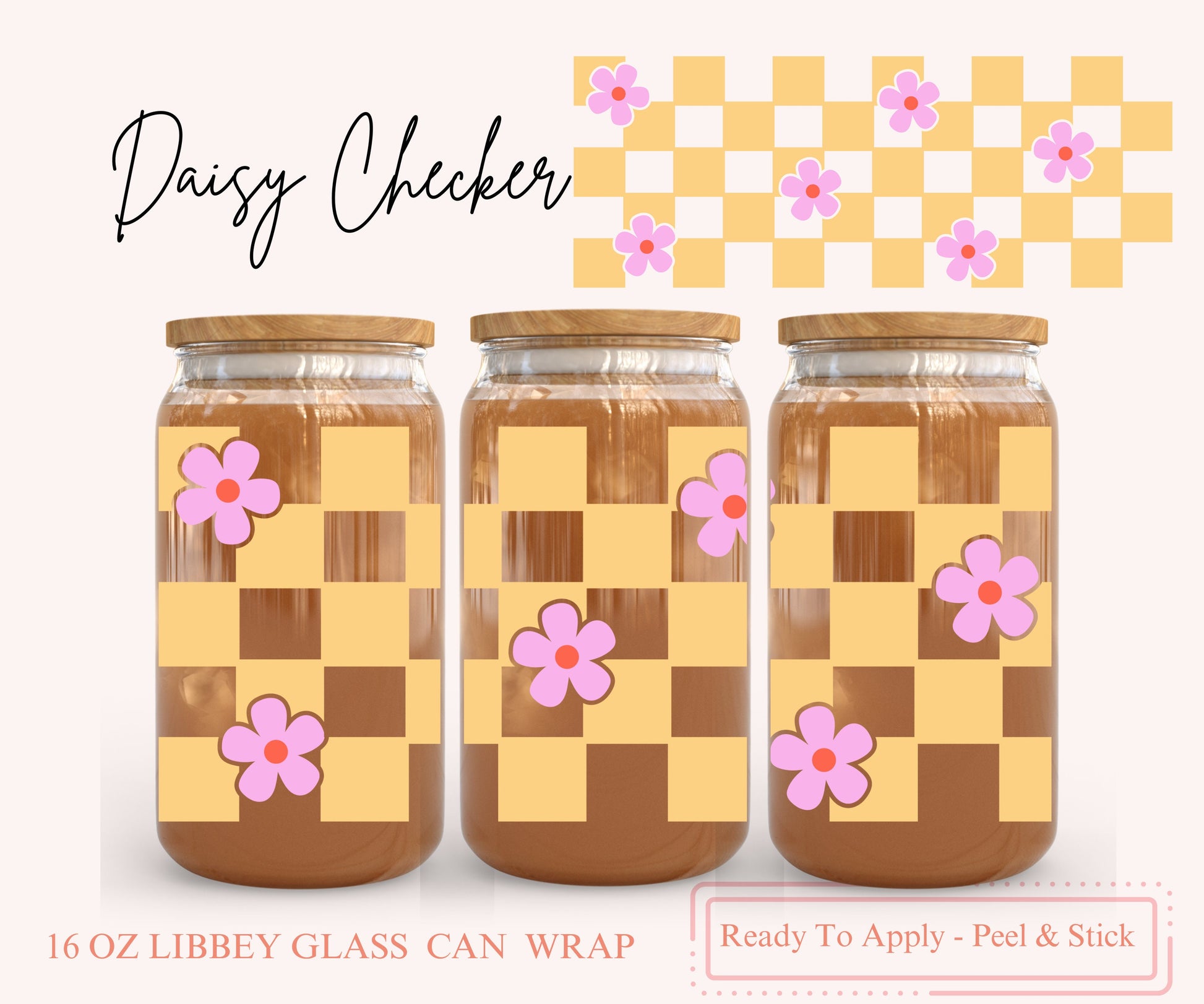 UV DTF Libbey Glass Can Wrap - Ready To Apply - Peel & Stick