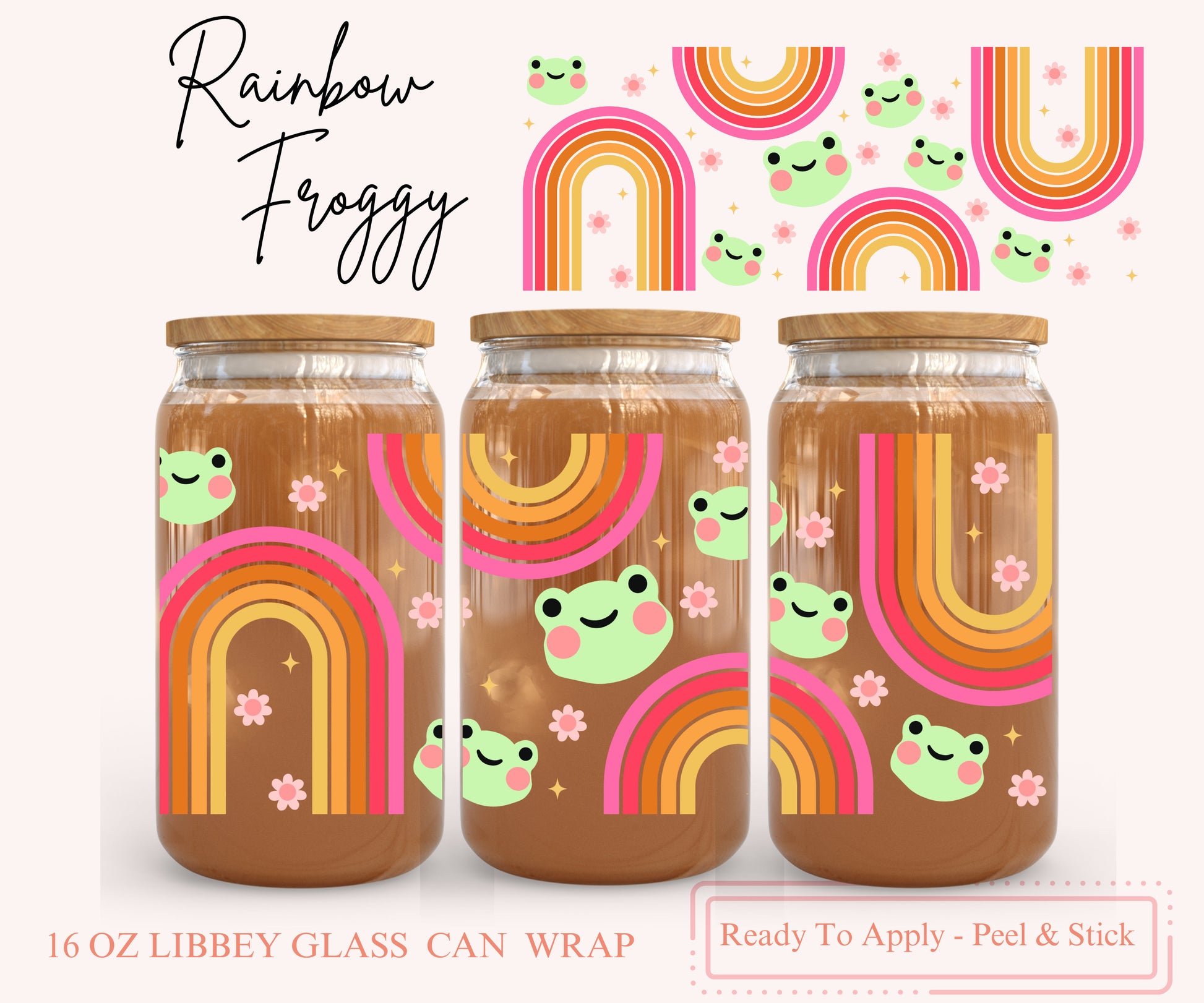 UV DTF Libbey Glass Can Wrap - Ready To Apply - Peel & Stick