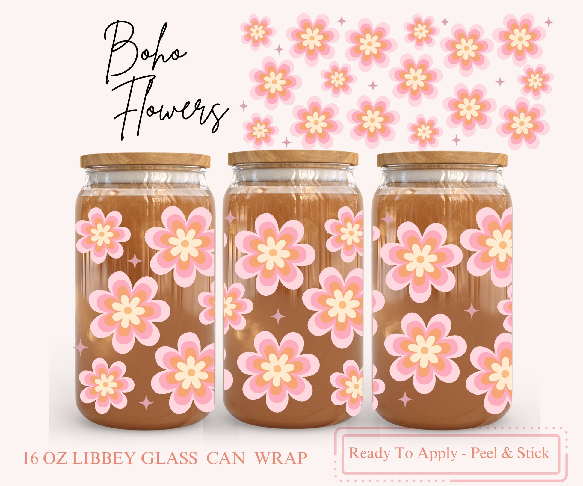 UV DTF Libbey Glass Can Wrap - Ready To Apply - Peel & Stick