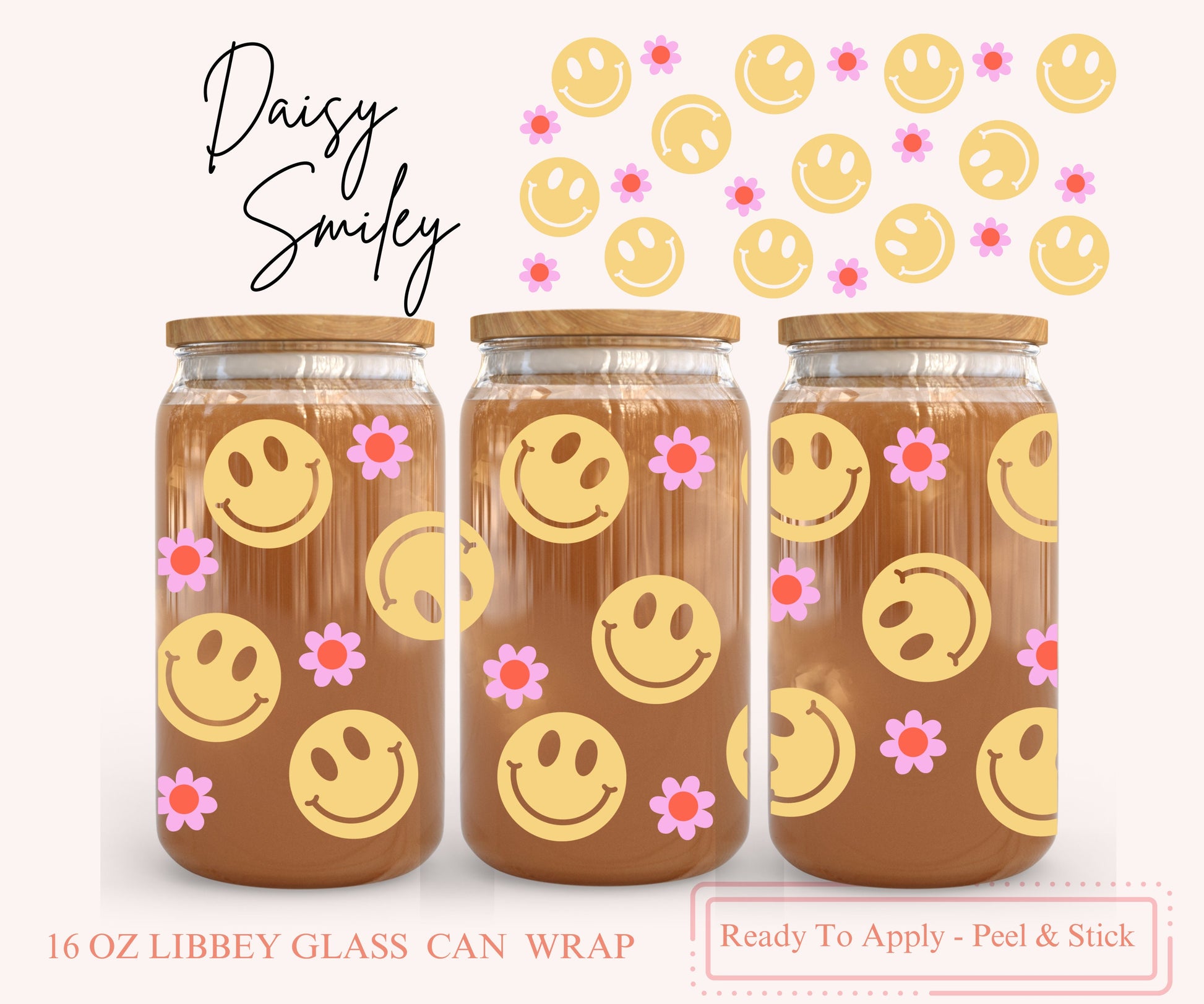 UV DTF Libbey Glass Can Wrap - Ready To Apply - Peel & Stick