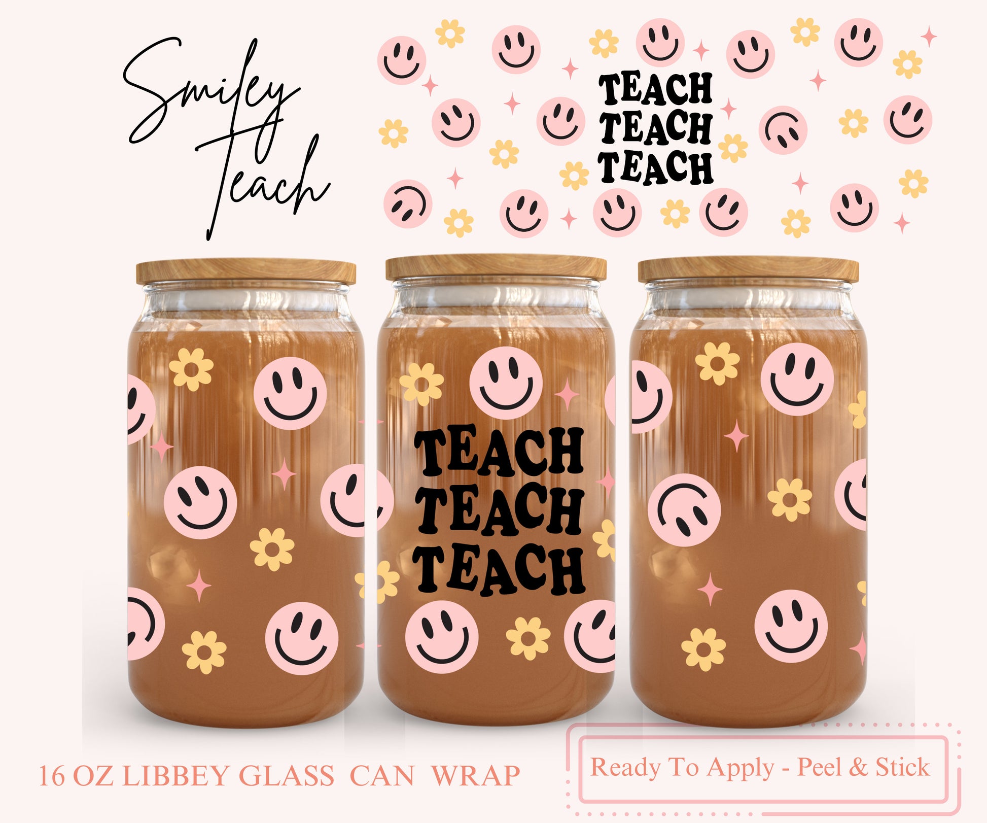 UV DTF Libbey Glass Can Wrap - Ready To Apply - Peel & Stick