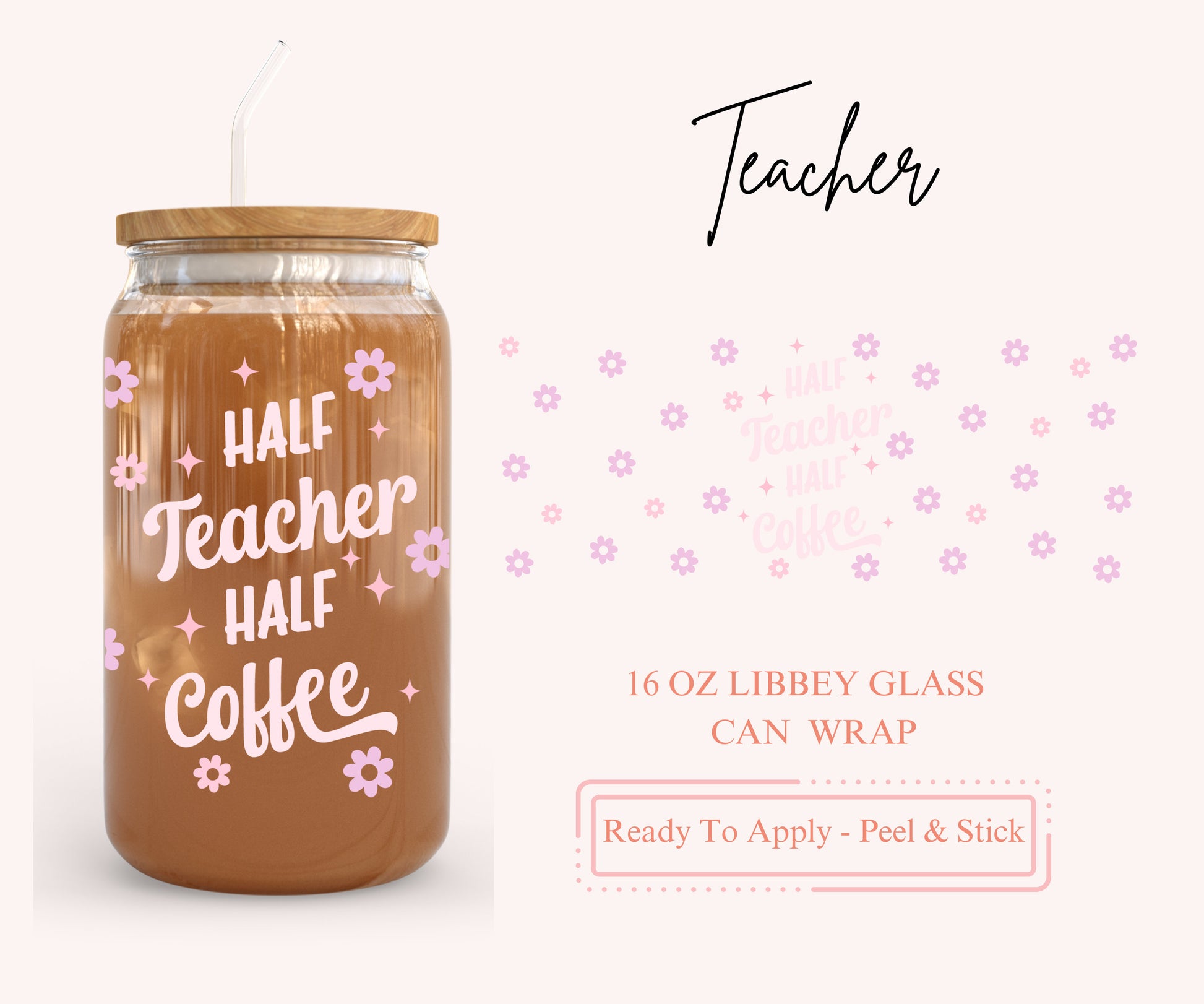 UV DTF Libbey Glass Can Wrap - Ready To Apply - Peel & Stick