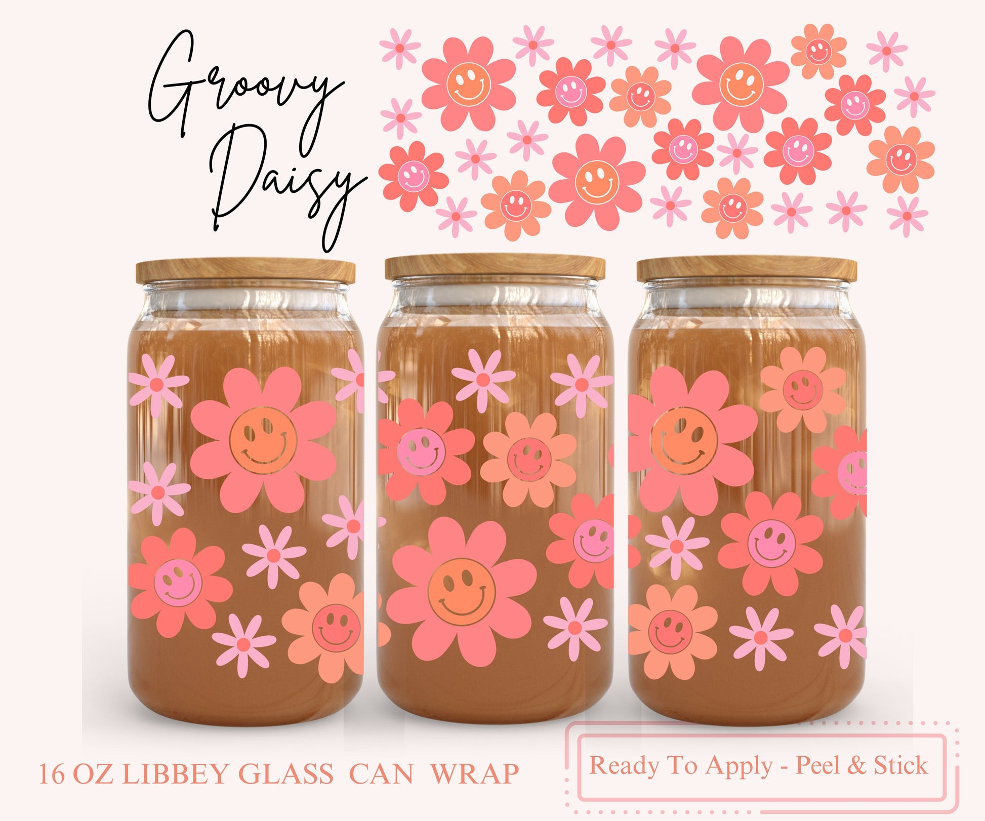 UV DTF Libbey Glass Can Wrap - Ready To Apply - Peel & Stick