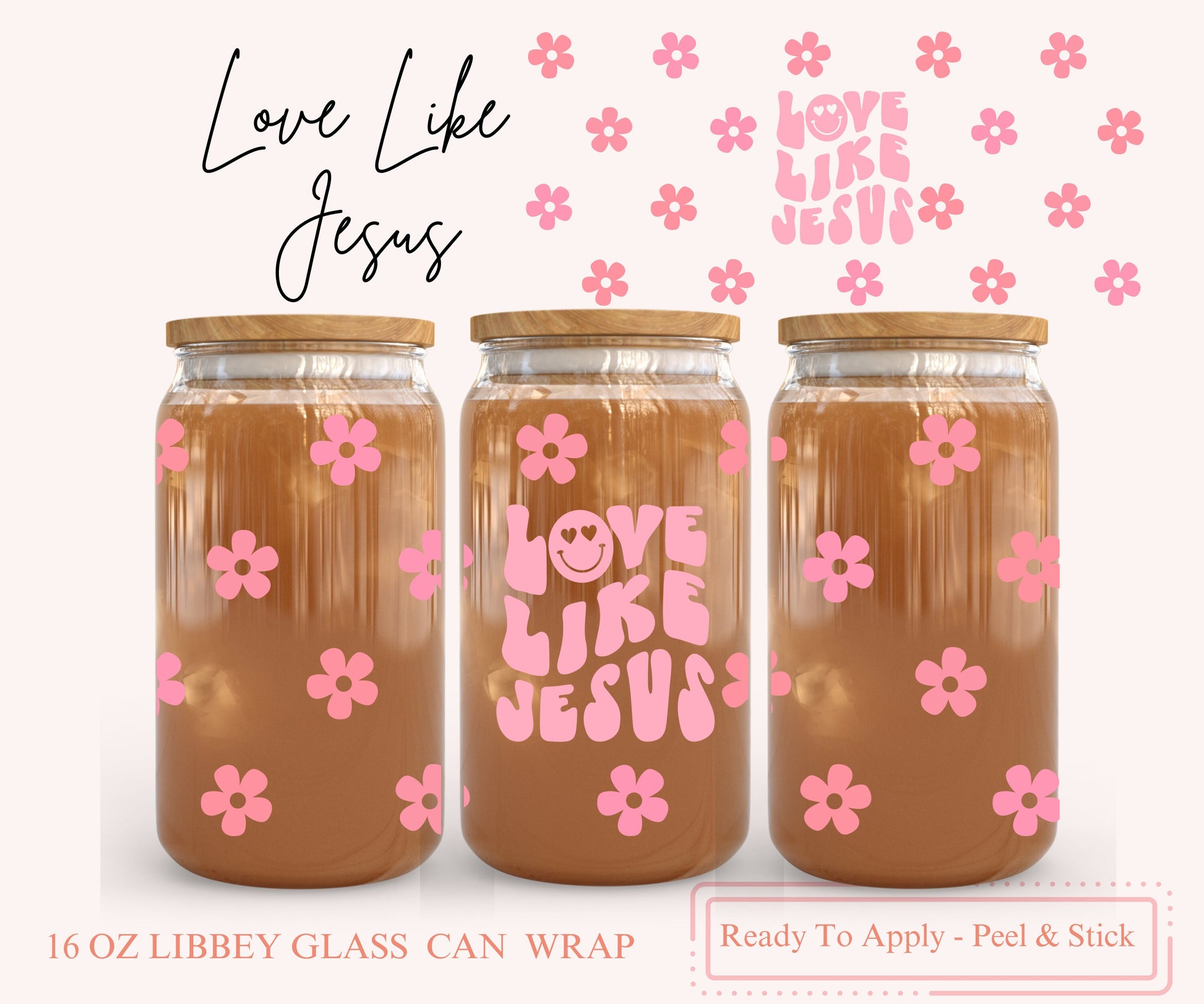 UV DTF Libbey Glass Can Wrap - Ready To Apply - Peel & Stick