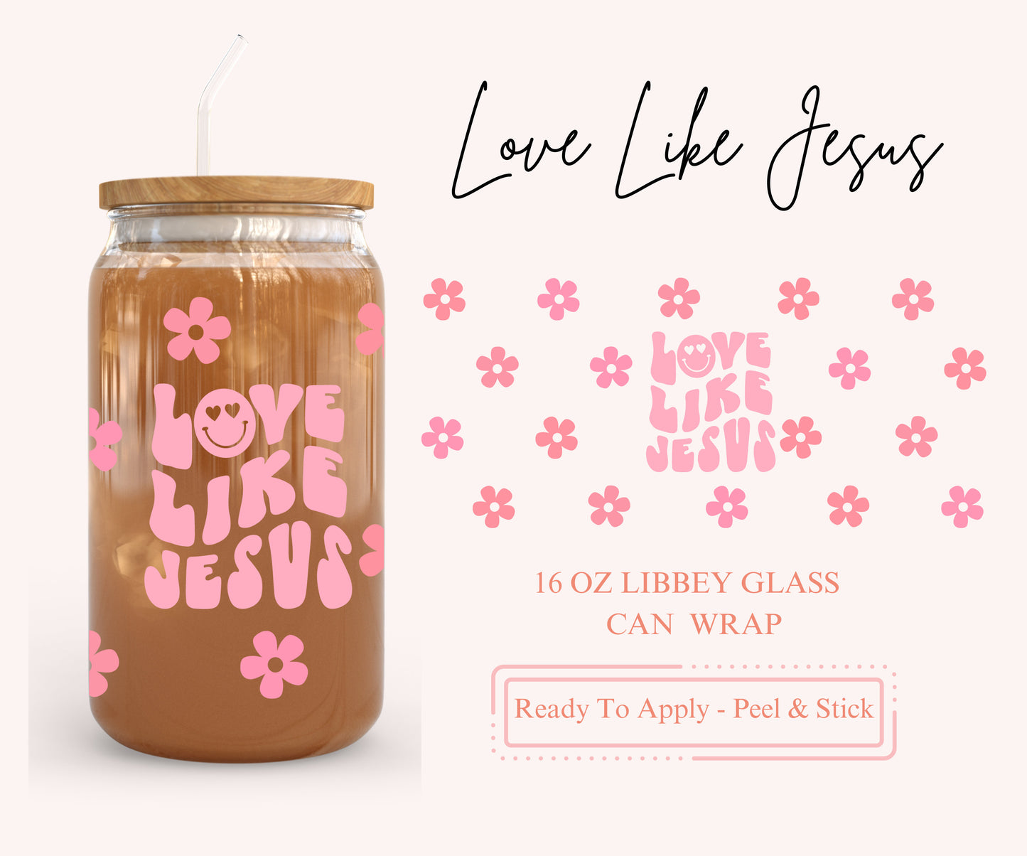 UV DTF Libbey Glass Can Wrap - Ready To Apply - Peel & Stick