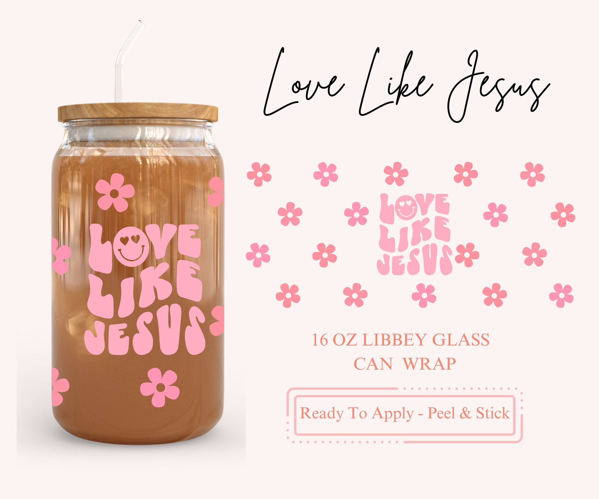 UV DTF Libbey Glass Can Wrap - Ready To Apply - Peel & Stick