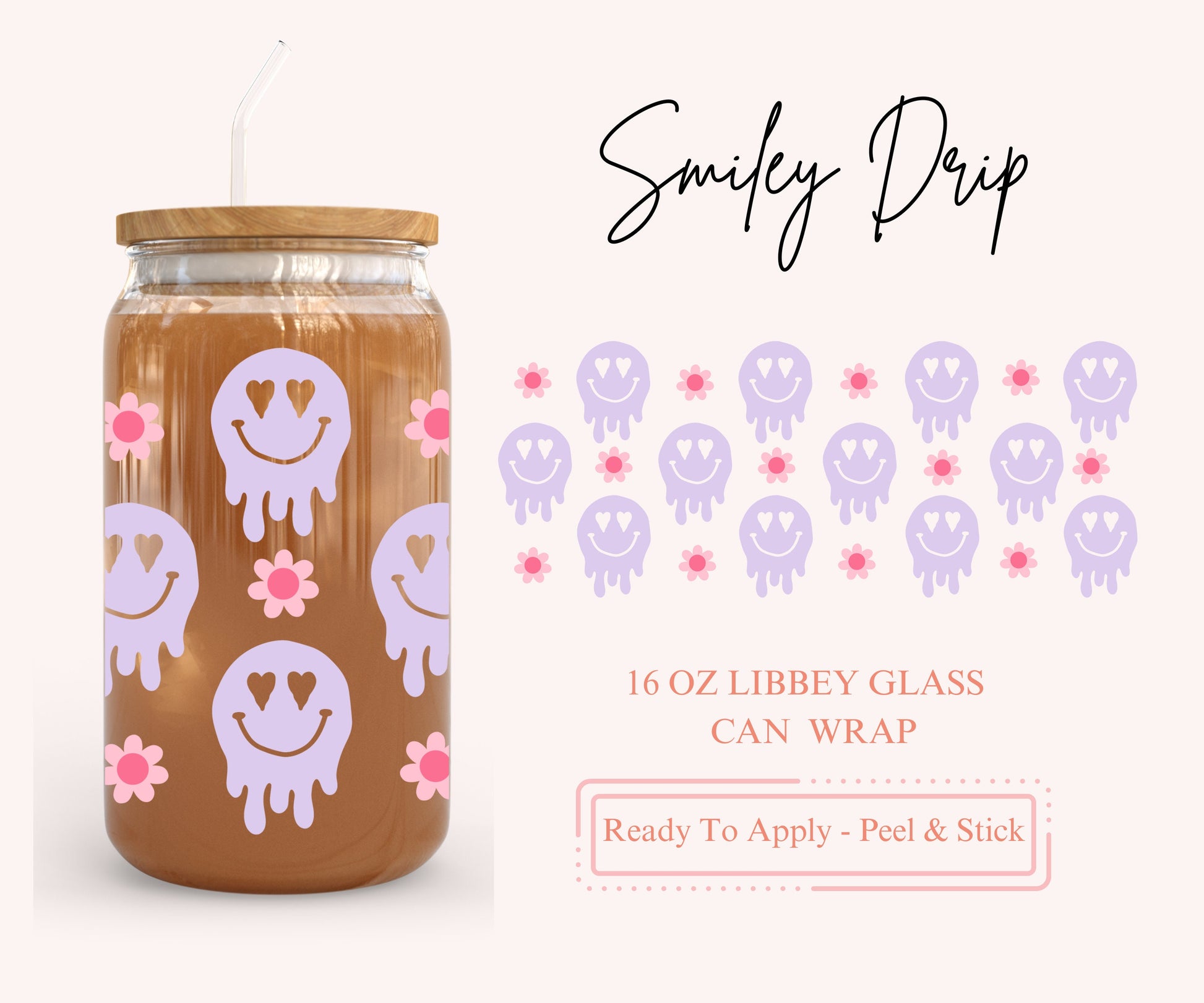 UV DTF Libbey Glass Can Wrap - Ready To Apply - Peel & Stick
