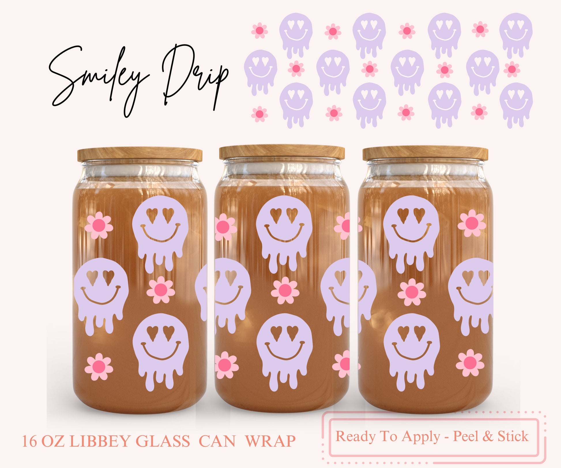 UV DTF Libbey Glass Can Wrap - Ready To Apply - Peel & Stick
