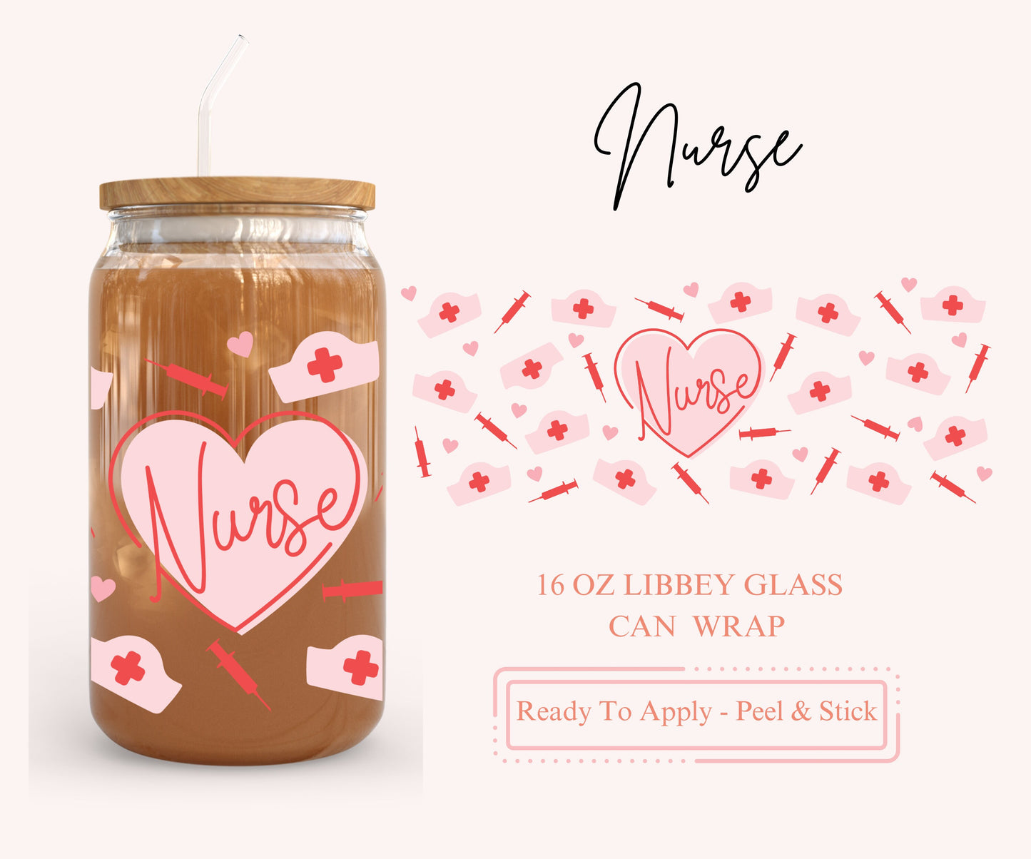 UV DTF Libbey Glass Can Wrap - Ready To Apply - Peel & Stick