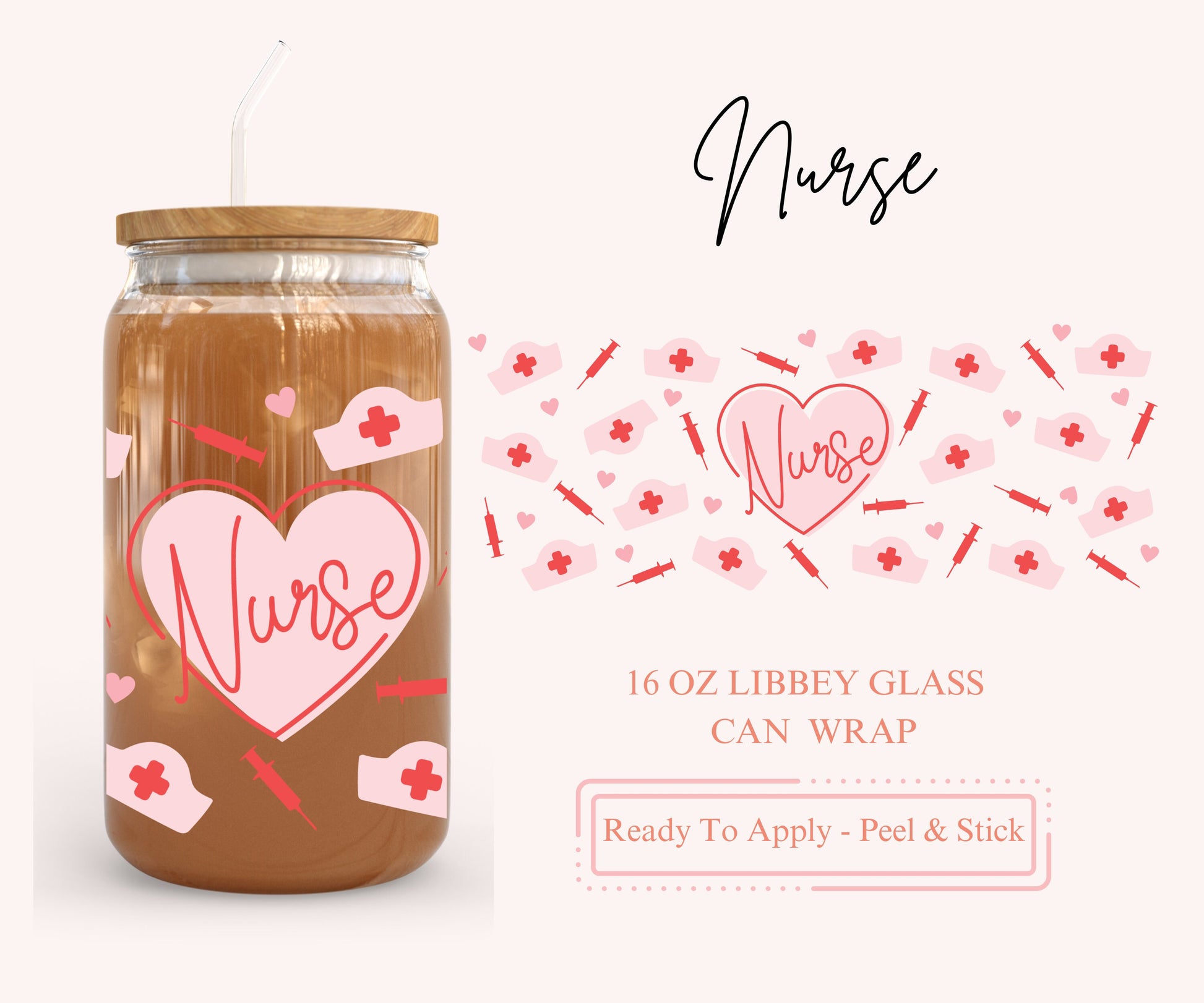 UV DTF Libbey Glass Can Wrap - Ready To Apply - Peel & Stick