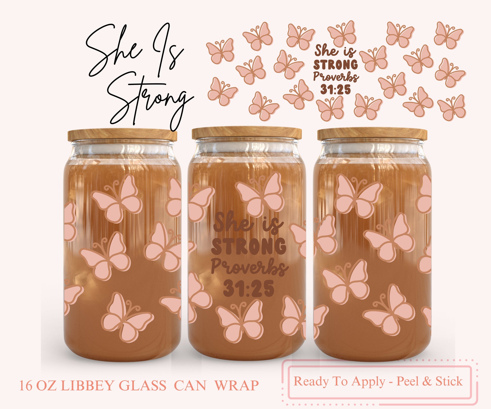 UV DTF Libbey Glass Can Wrap - Ready To Apply - Peel & Stick