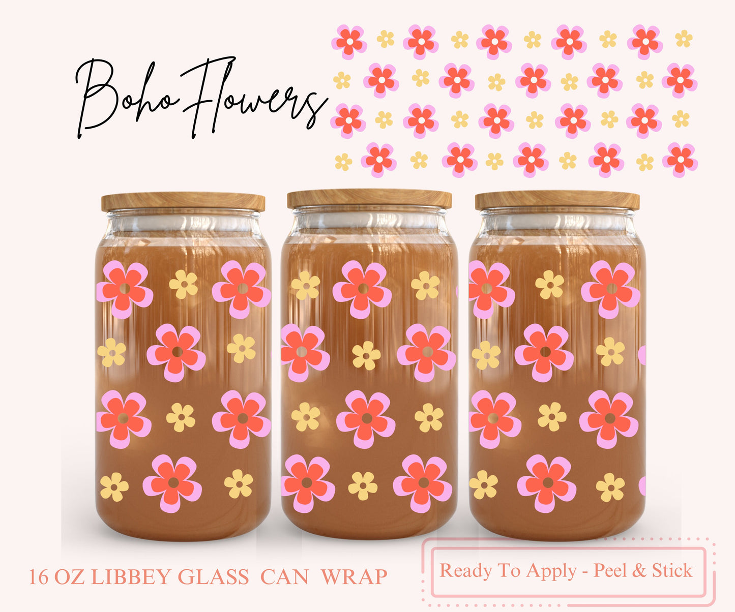 UV DTF Libbey Glass Can Wrap - Ready To Apply - Peel & Stick