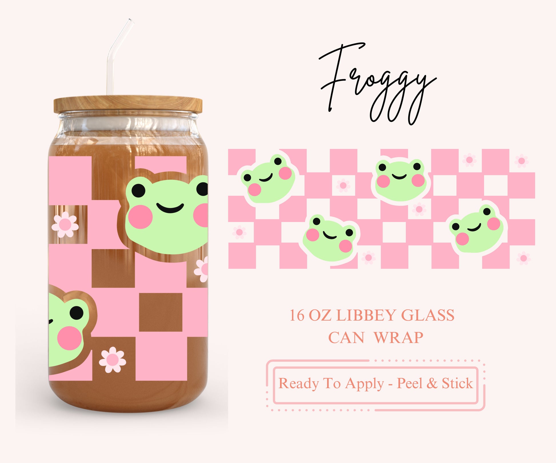 UV DTF Libbey Glass Can Wrap - Ready To Apply - Peel & Stick